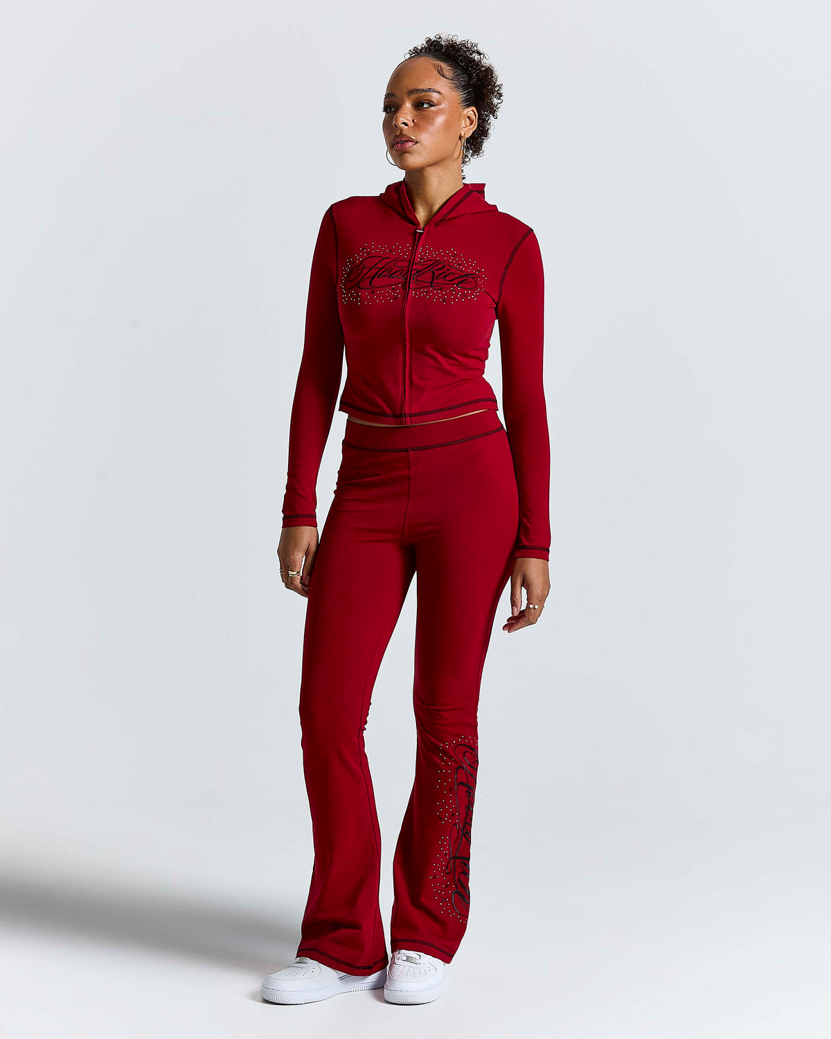 Gleam Fitted Zip Hoodie - Red/Black