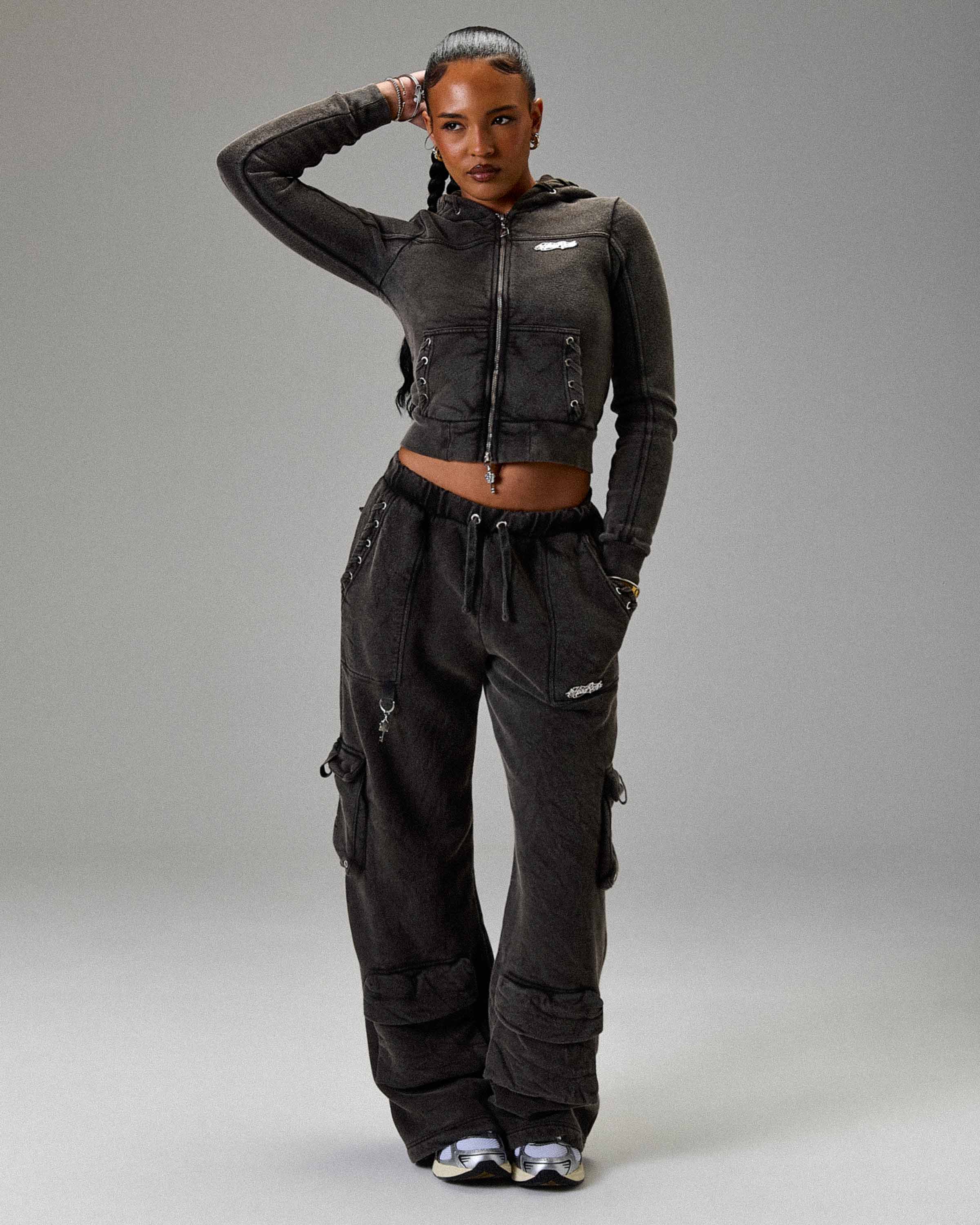 The Winner's Circle Token Slim Zip Hoodie - Washed Black