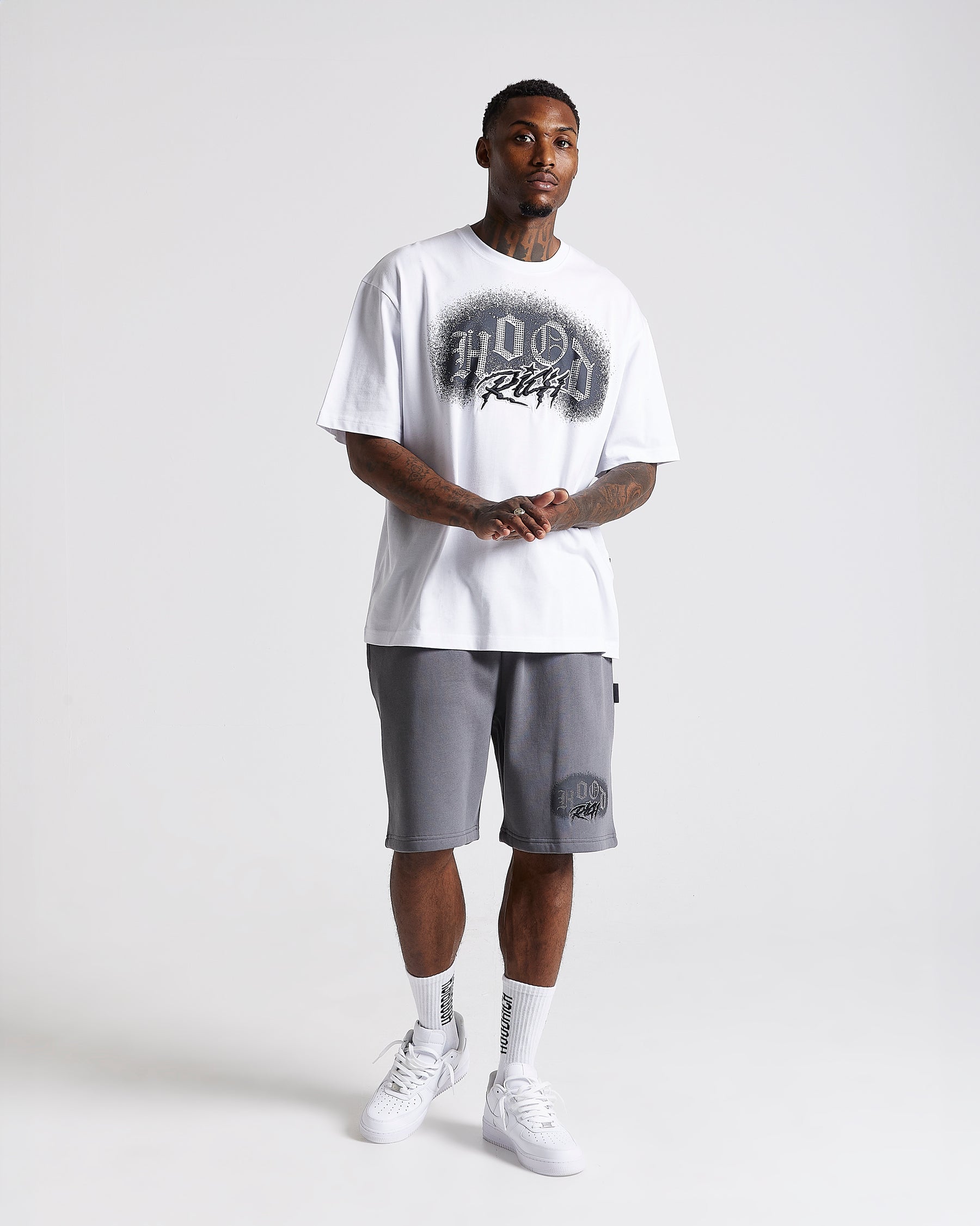 Iron Oversized T-Shirt - White/Rhinestones