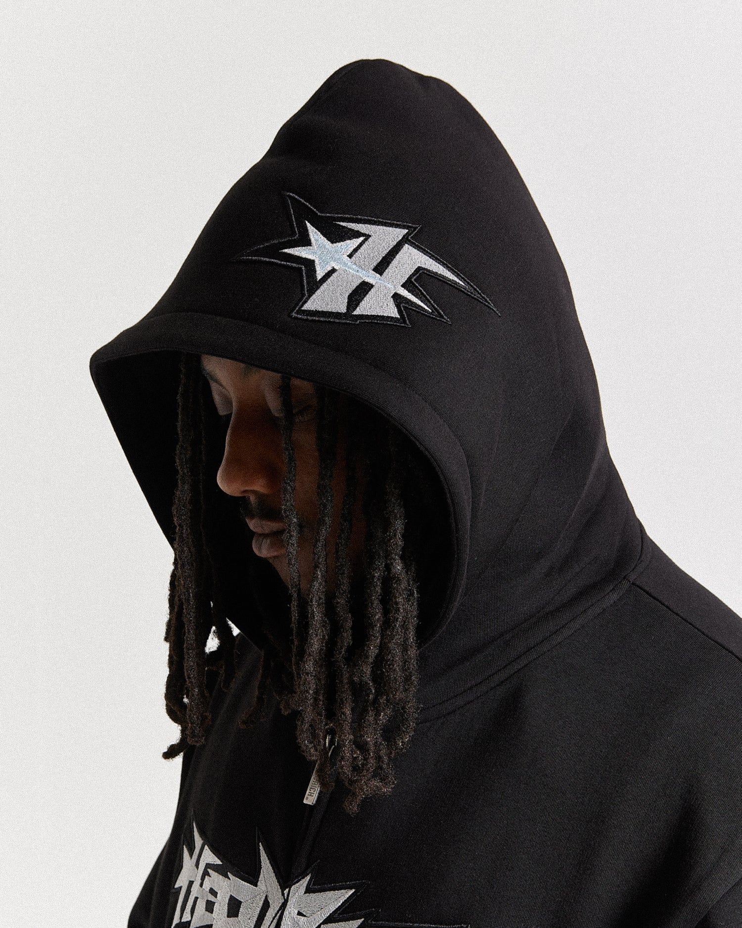 Triluxe Oversized Zip Through Hoodie - Black/White