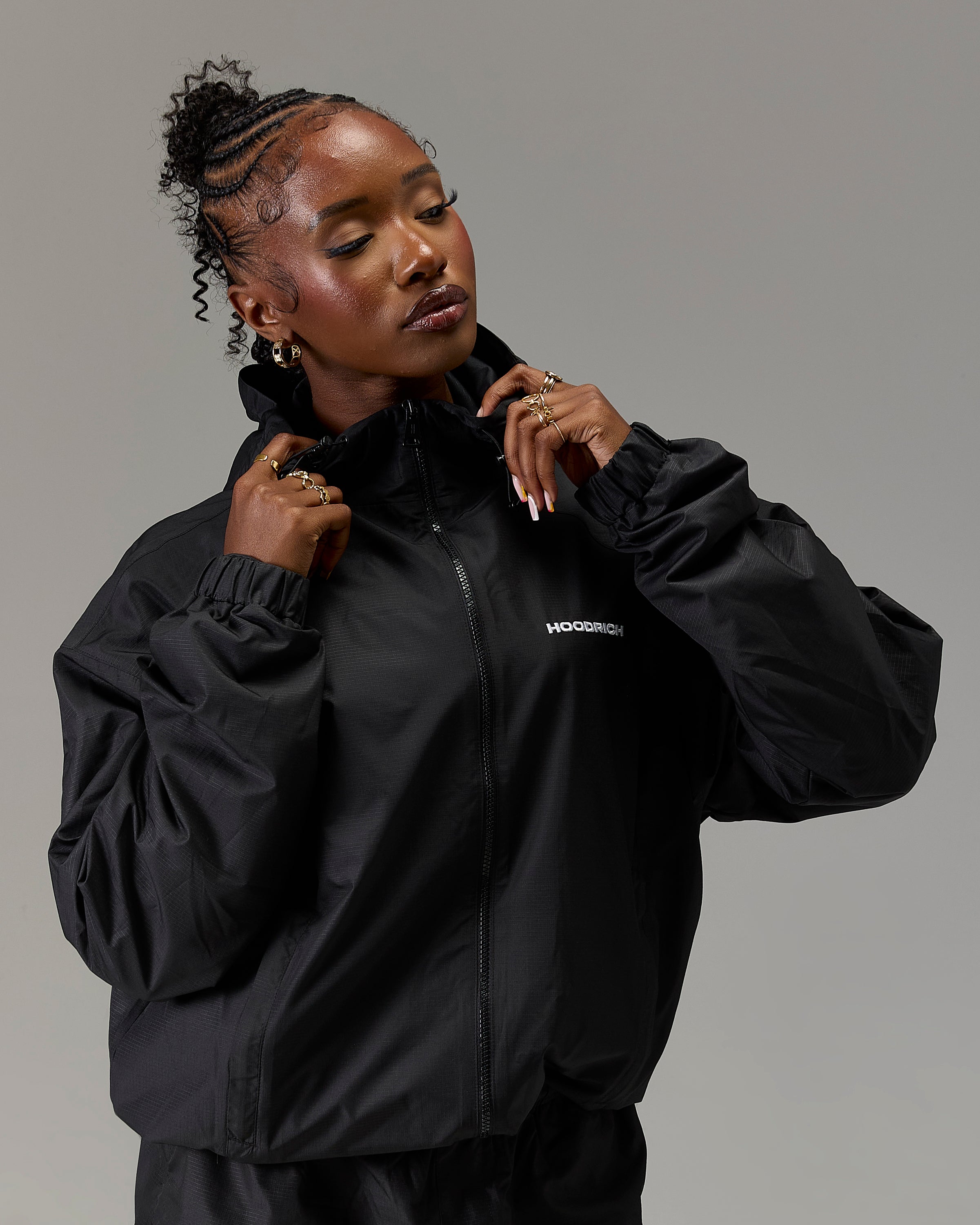The Winner's Circle Ripstop Woven Jacket - Black/White