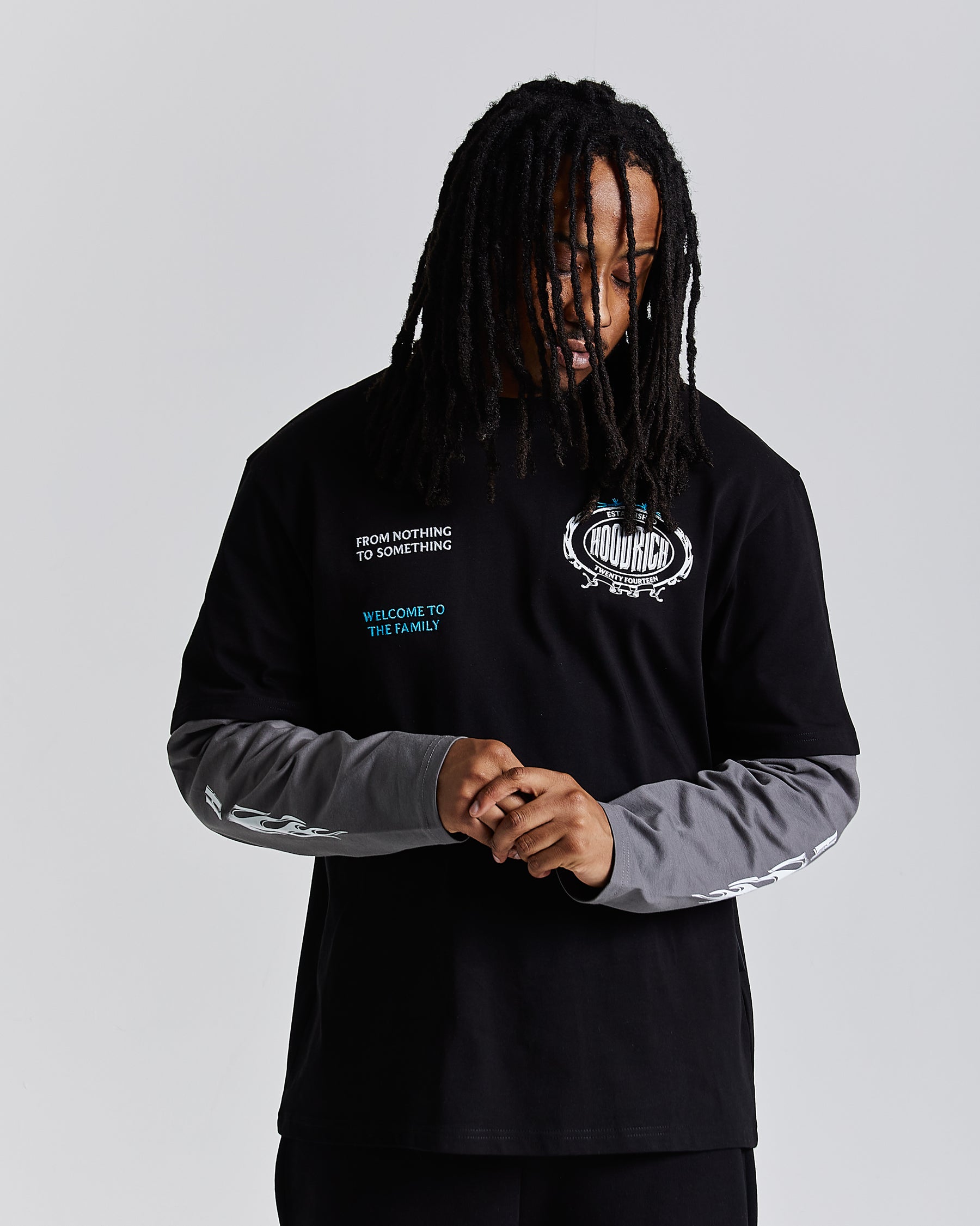 Noir Oversized Long Sleeve T-Shirt - Black/Grey/White
