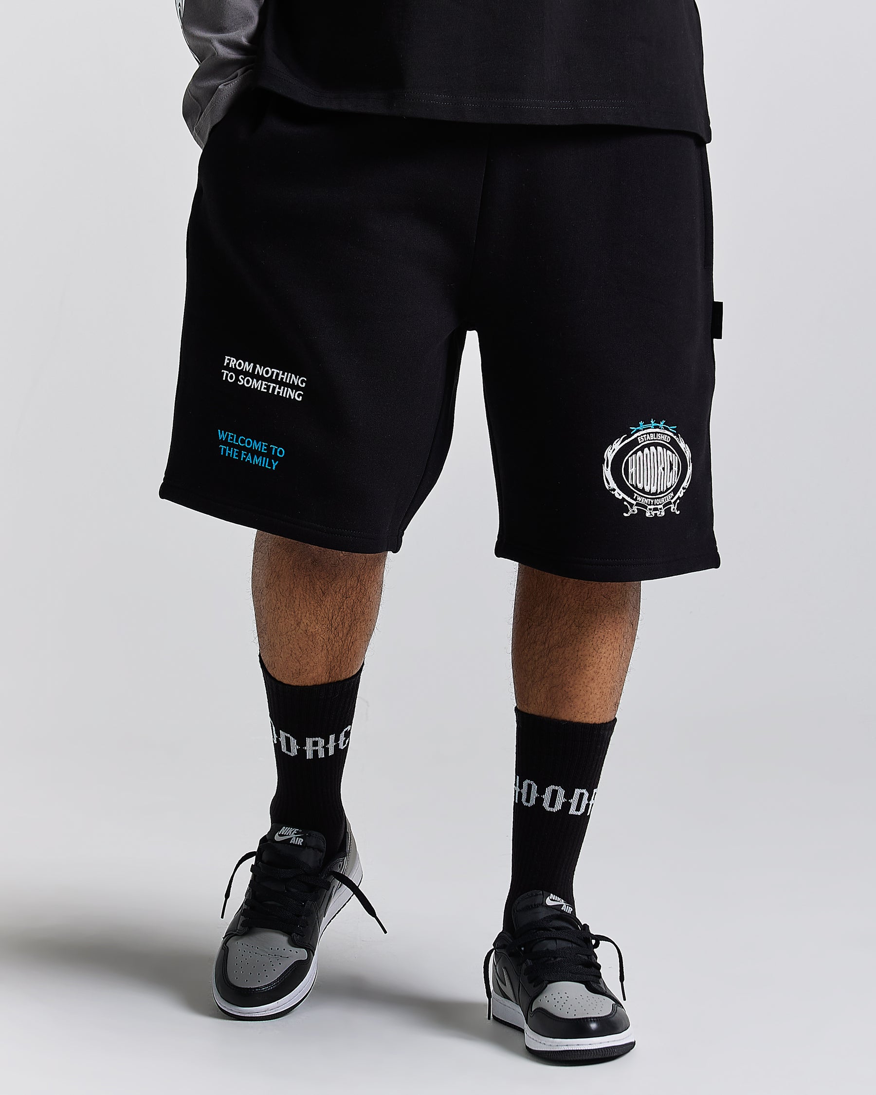 Noir Oversized Shorts - Black/Grey/Blue