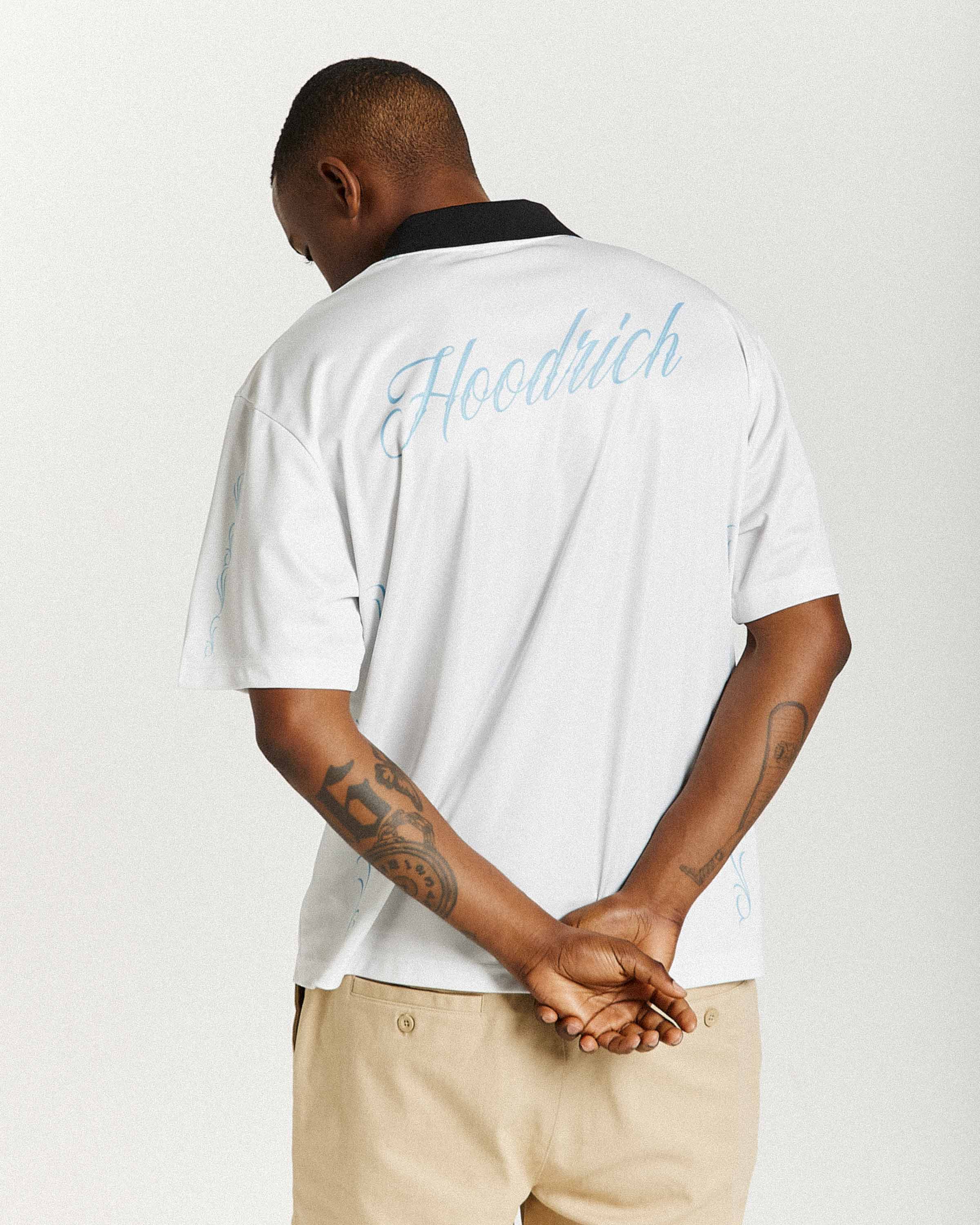 Rito Oversized Football Shirt - Off White/Black/Blue