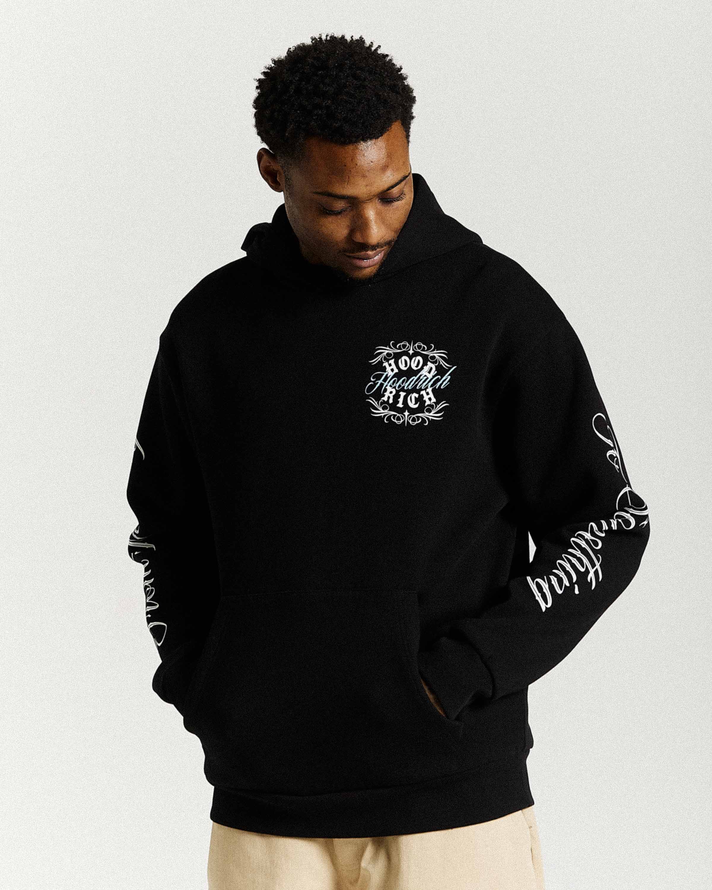 Rito Oversized Hoodie - Black/White/Blue