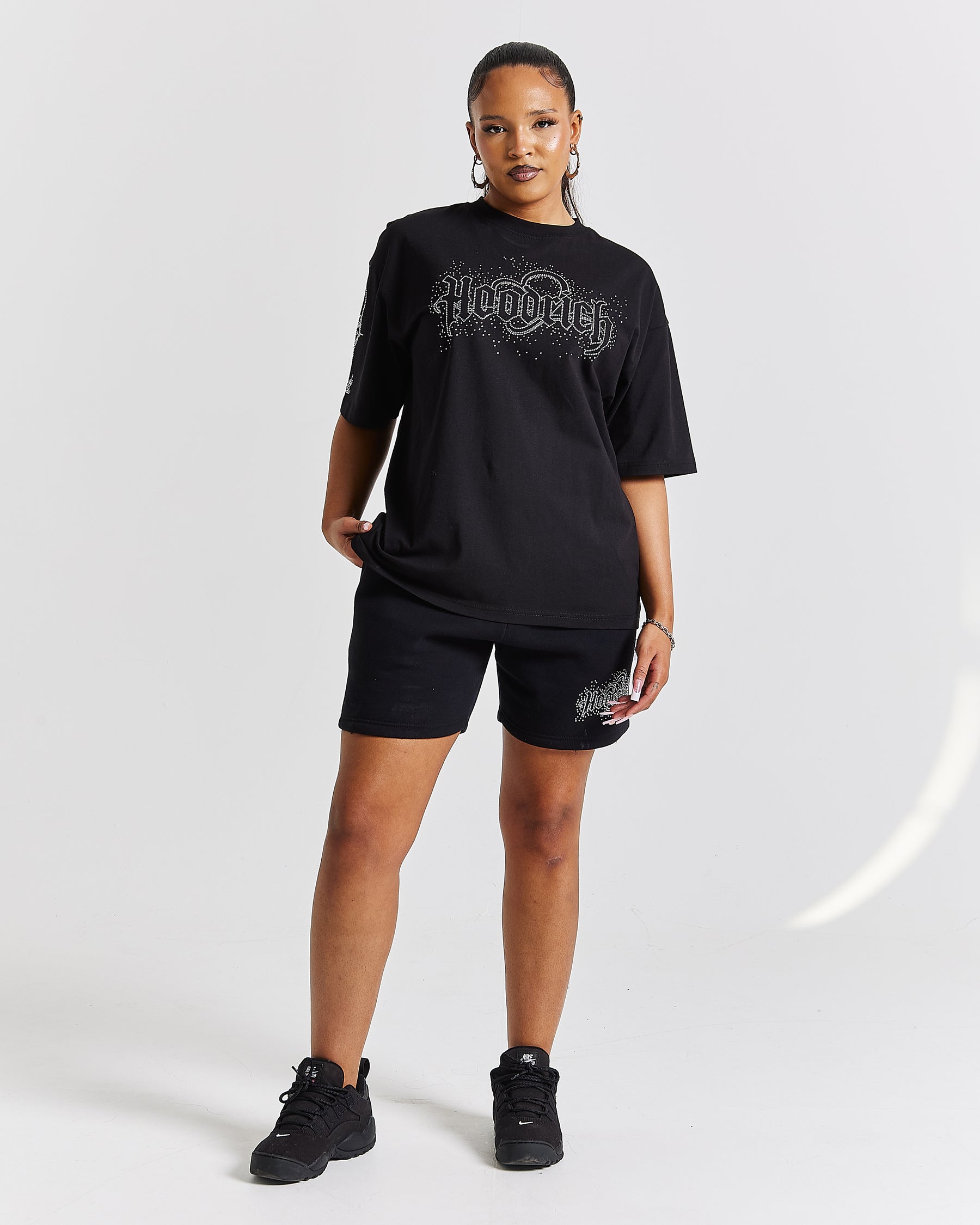 Diffuse Oversized T-Shirt - Black/Rhinestone