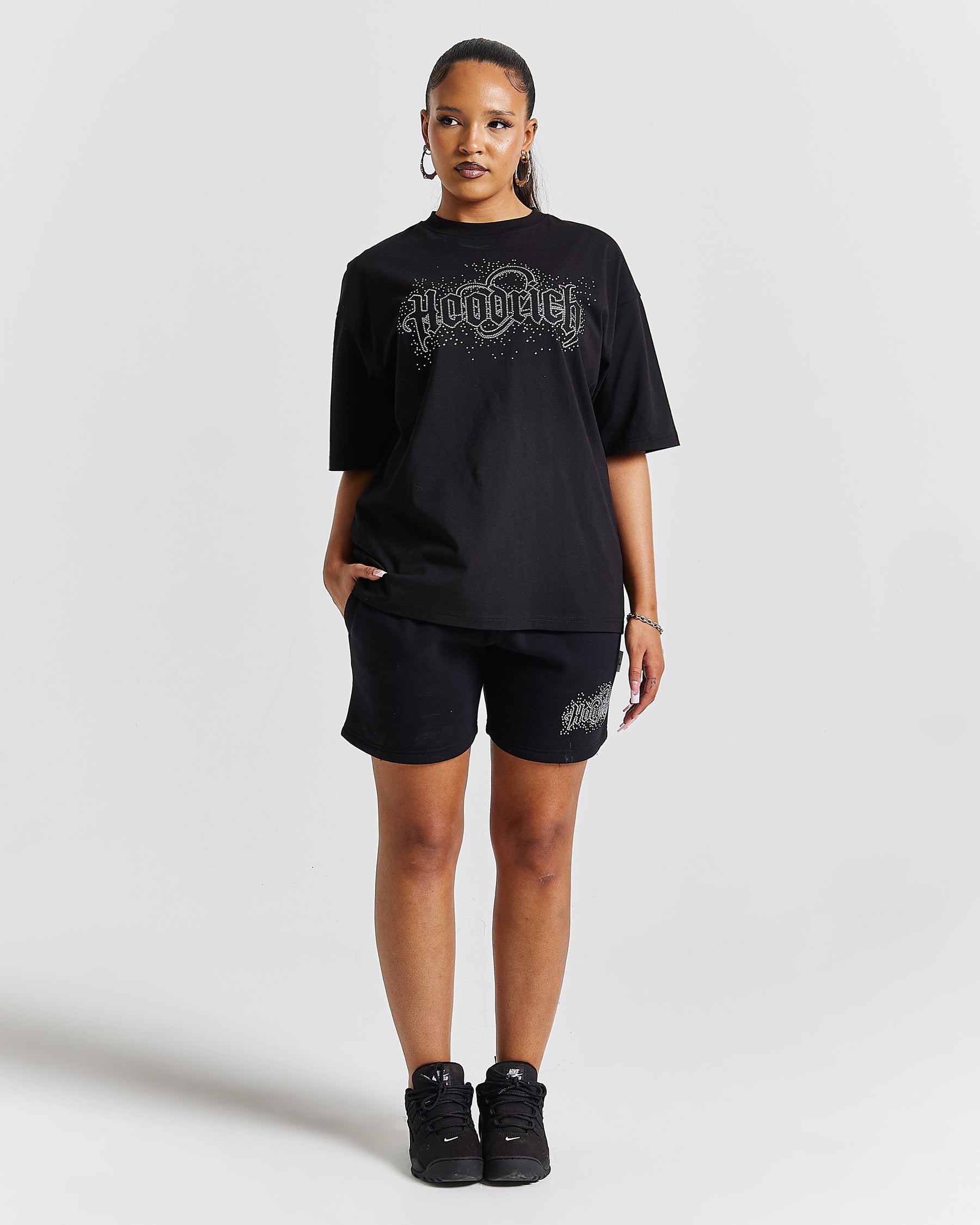 Diffuse Oversized T-Shirt - Black/Rhinestone