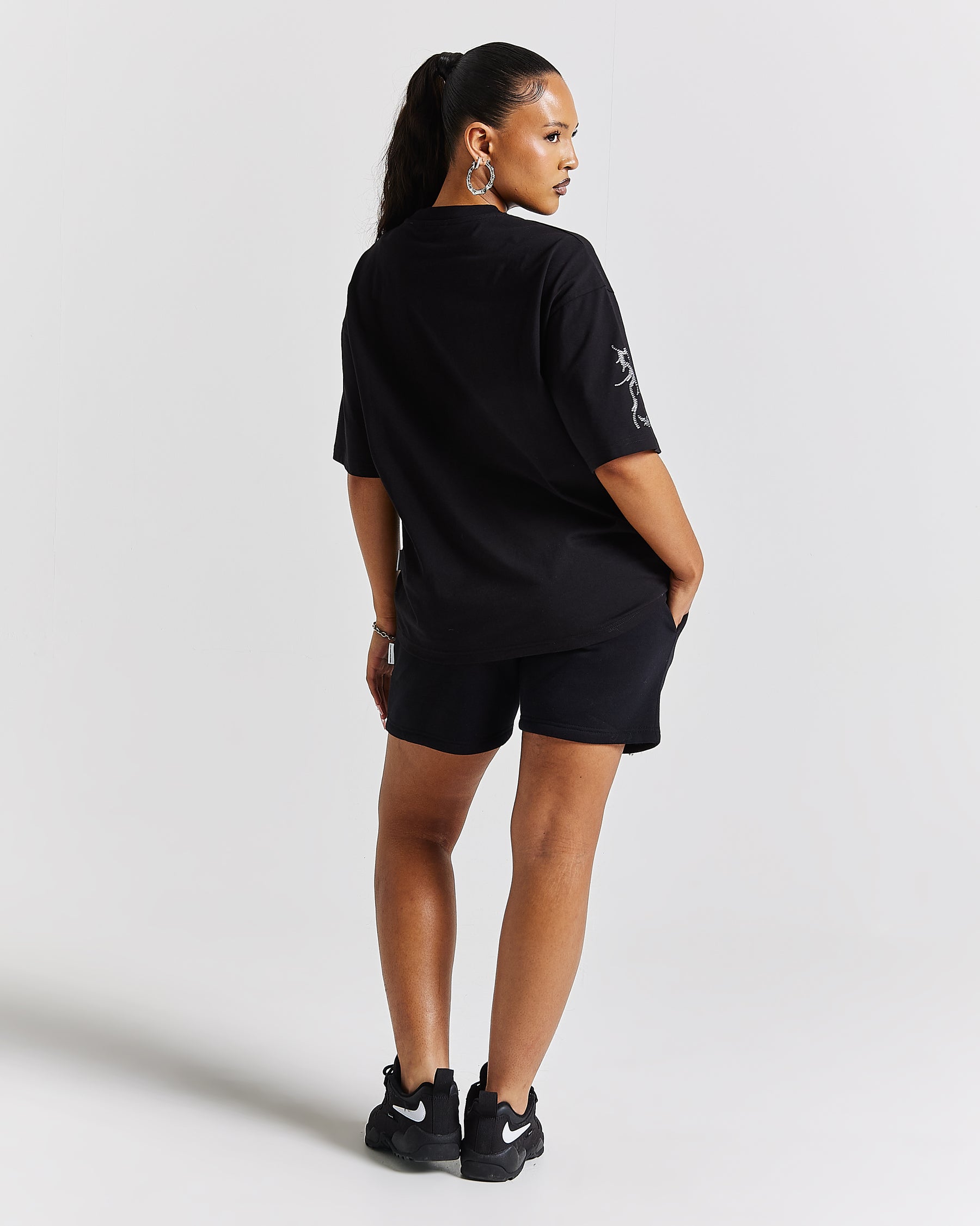 Diffuse Oversized T-Shirt - Black/Rhinestone