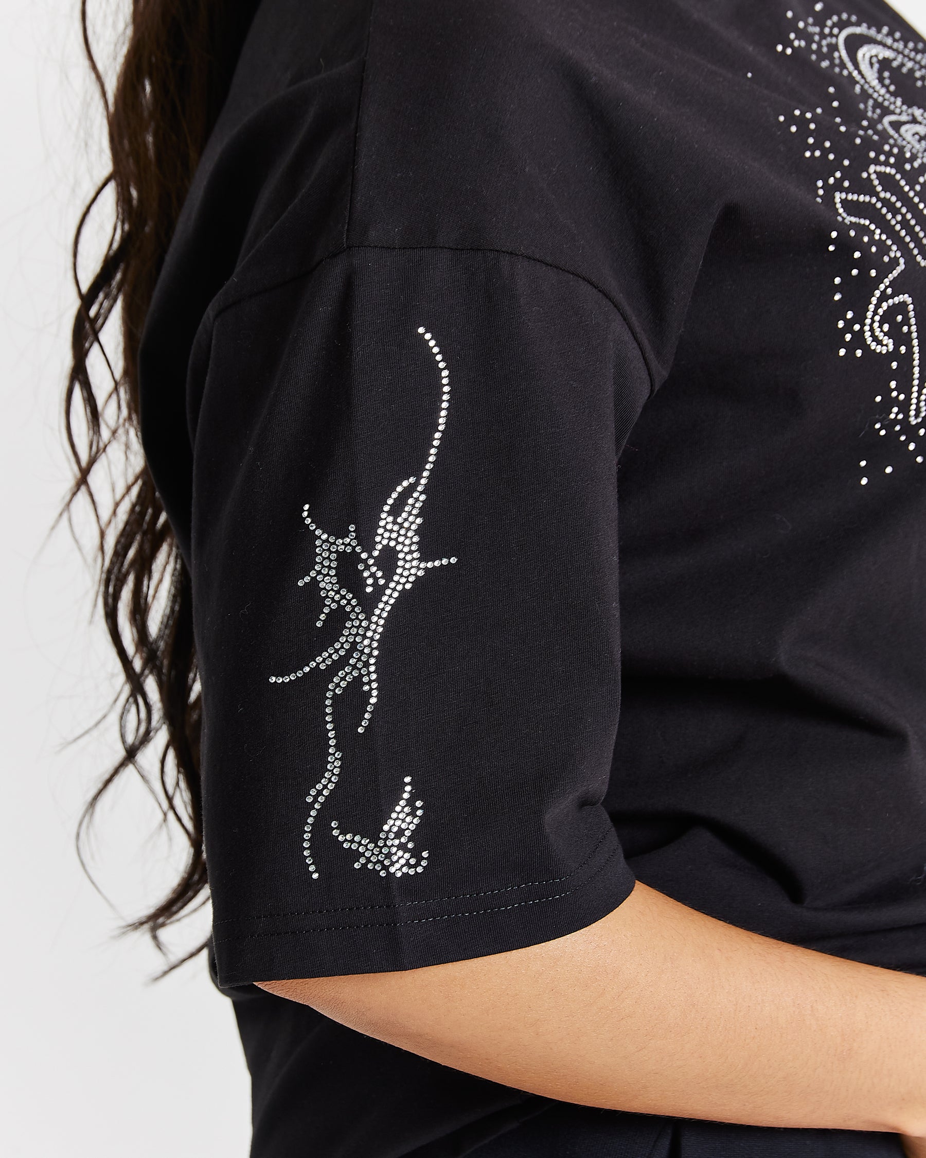 Diffuse Oversized T-Shirt - Black/Rhinestone