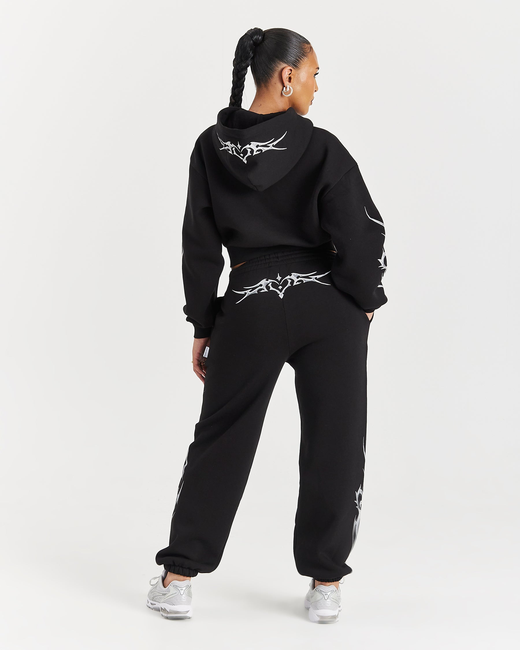 Spark Boxy Zip Hoodie - Black/Silver