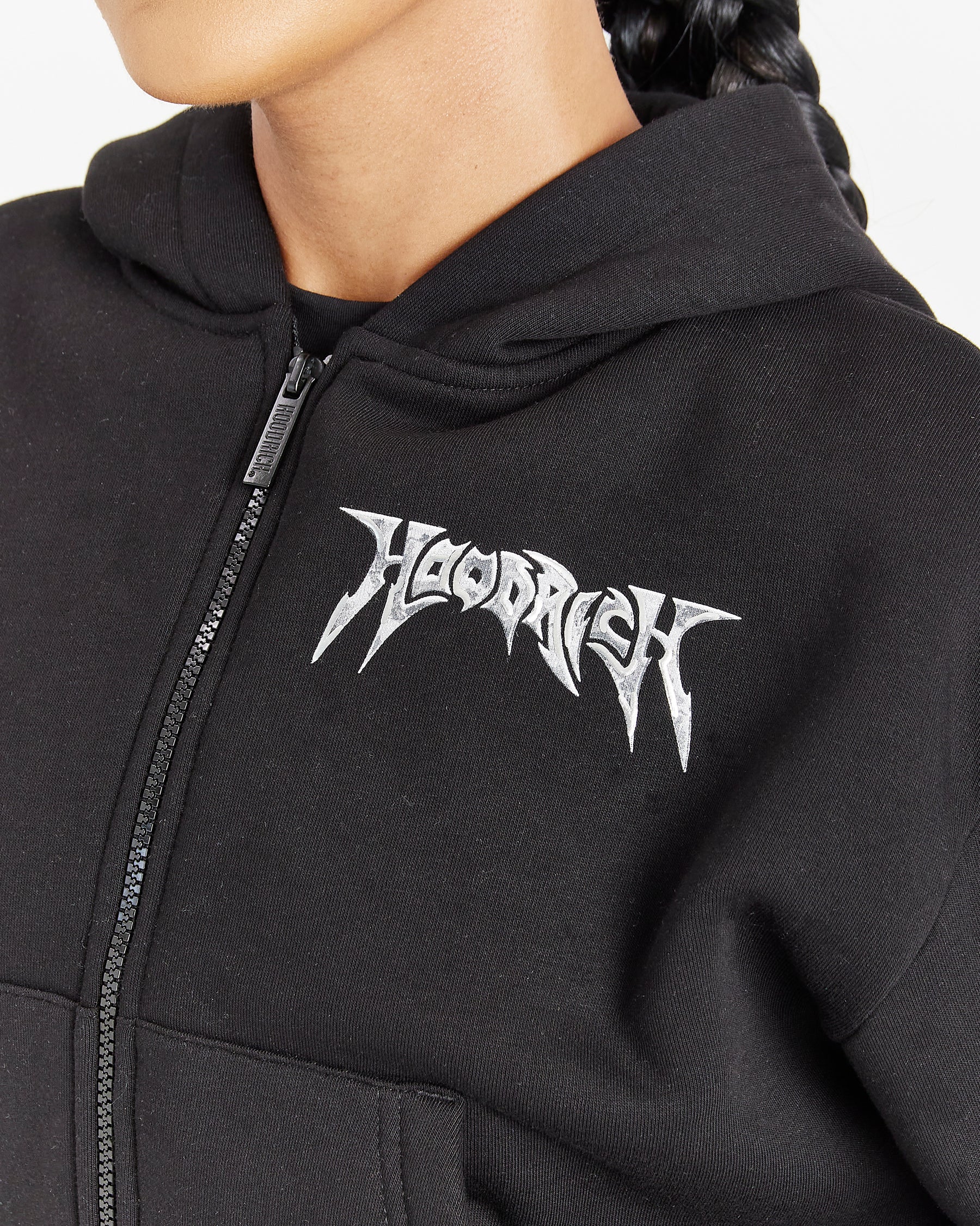 Spark Boxy Zip Hoodie - Black/Silver