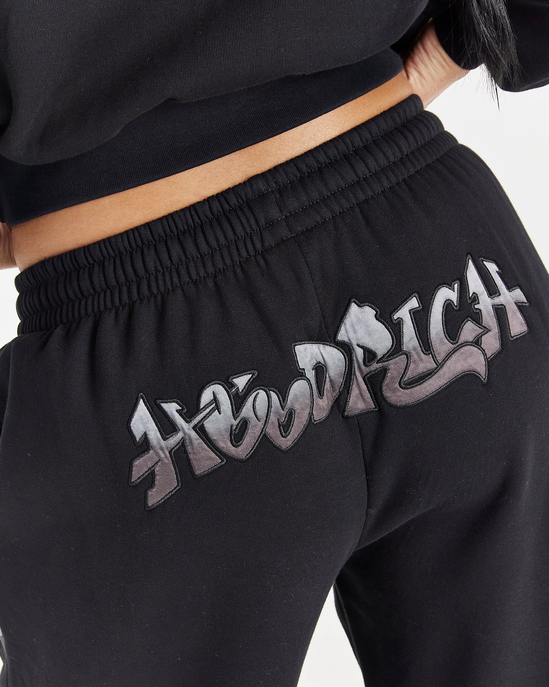 Lucky Oversized Wide Leg Joggers - Black/Grey