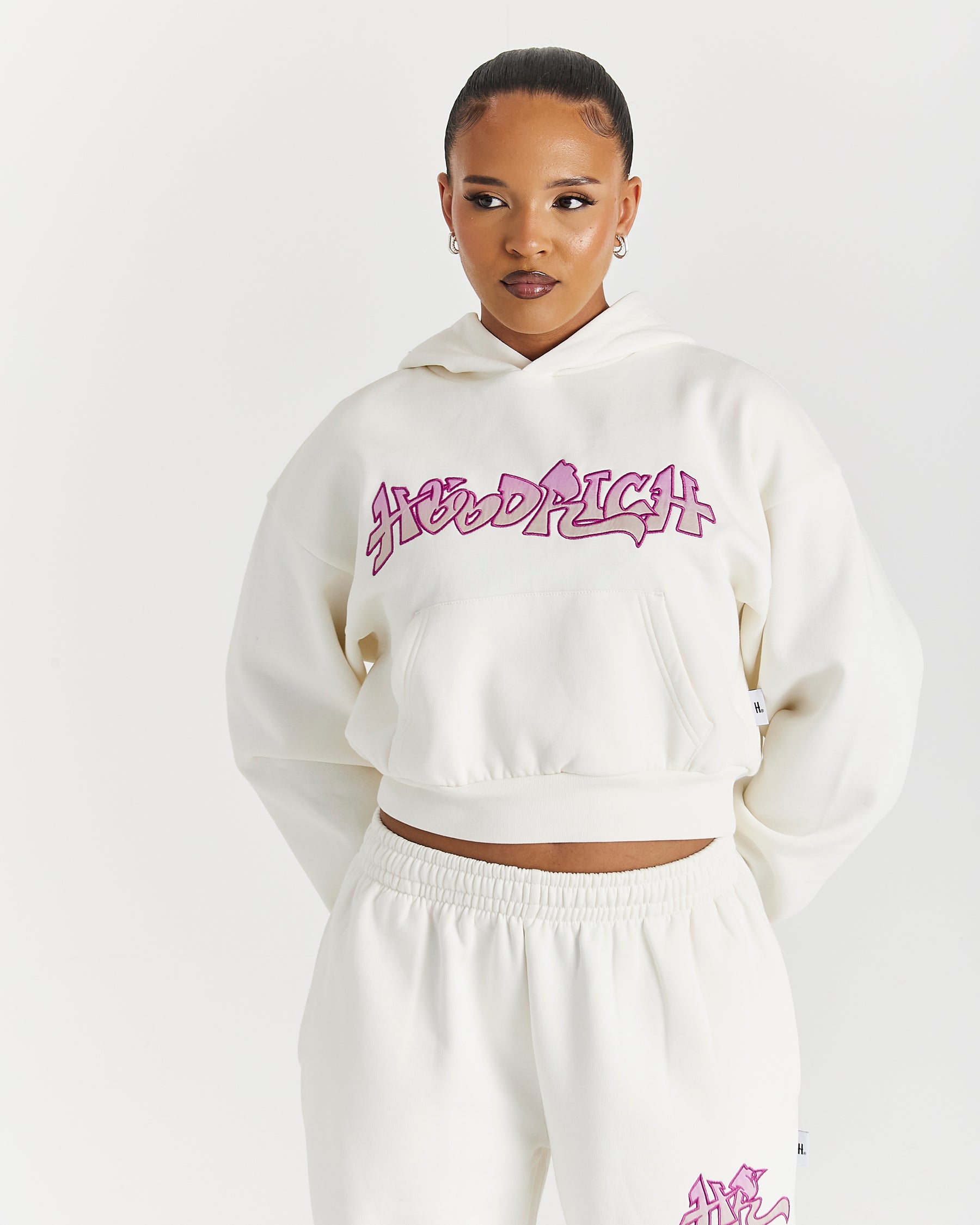 Lucky Boxy Hoodie - Cream/Pink