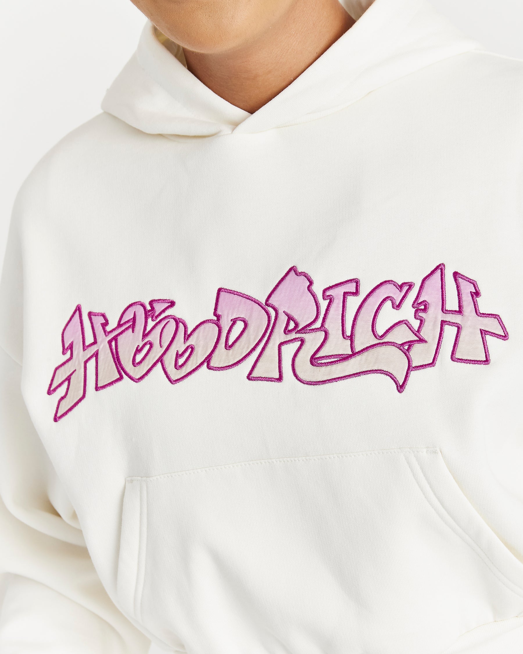 Lucky Boxy Hoodie - Cream/Pink