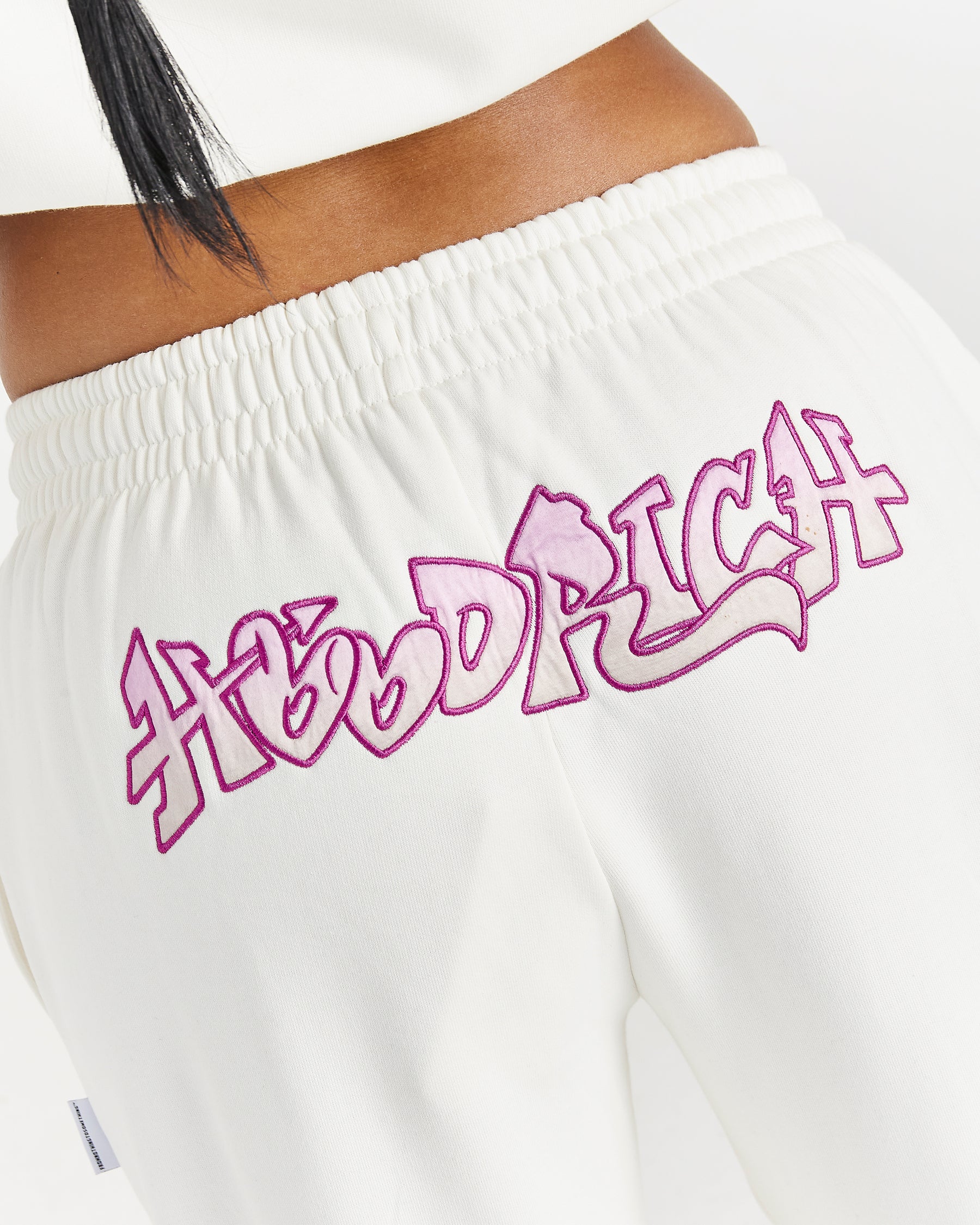 Lucky Oversized Wide Leg Joggers - Cream/Pink