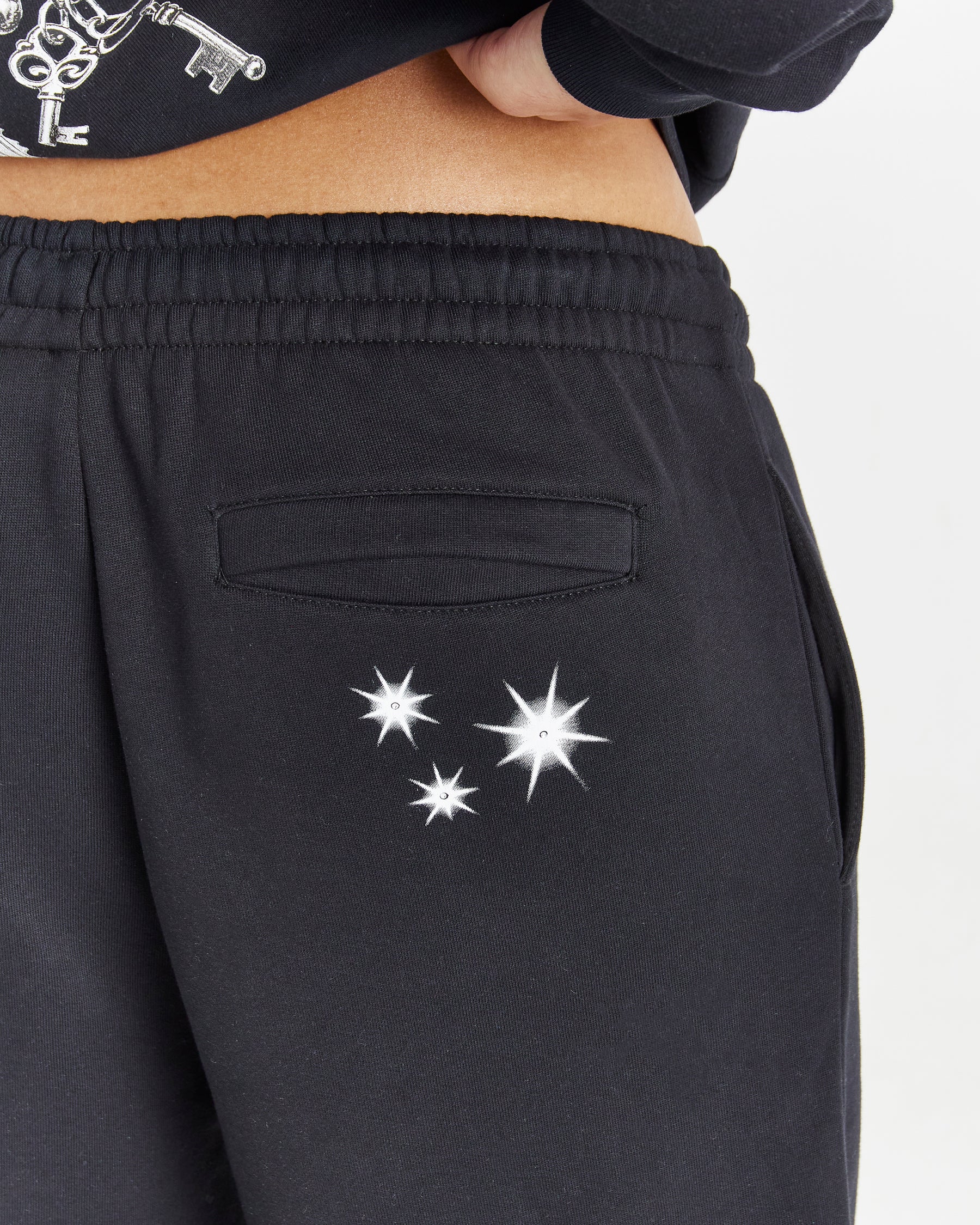 Lyra Oversized Joggers - Black/Rhinestone/Pink