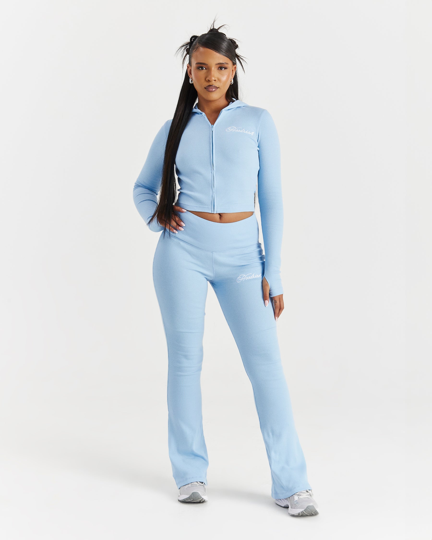 Selene Thick Waistband Flares - Blue/White