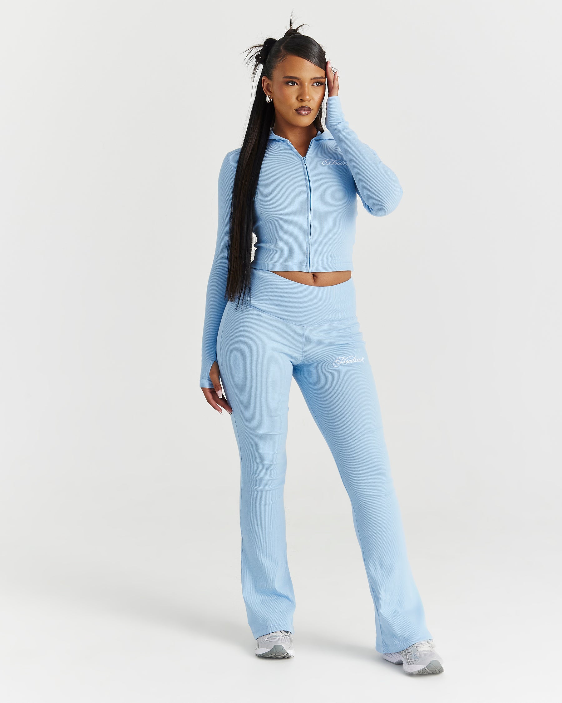 Selene Thick Waistband Flares - Blue/White