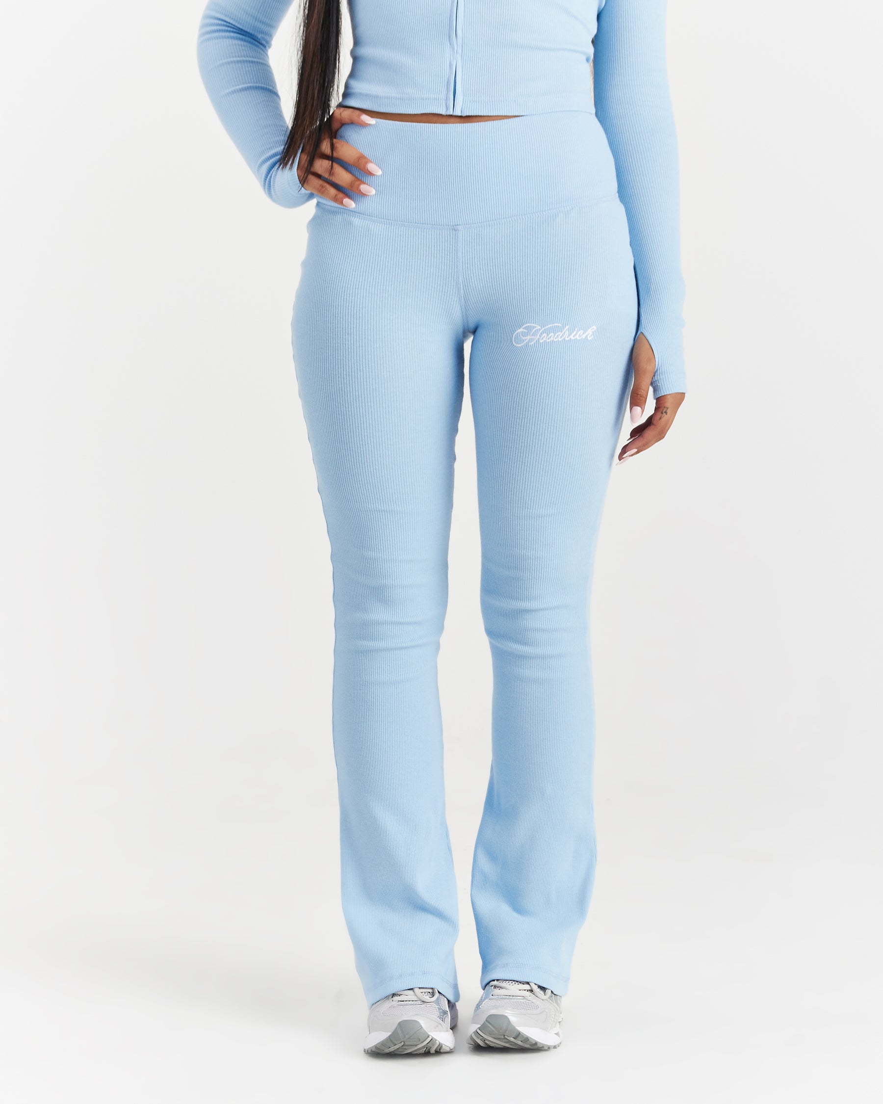 Selene Thick Waistband Flares - Blue/White