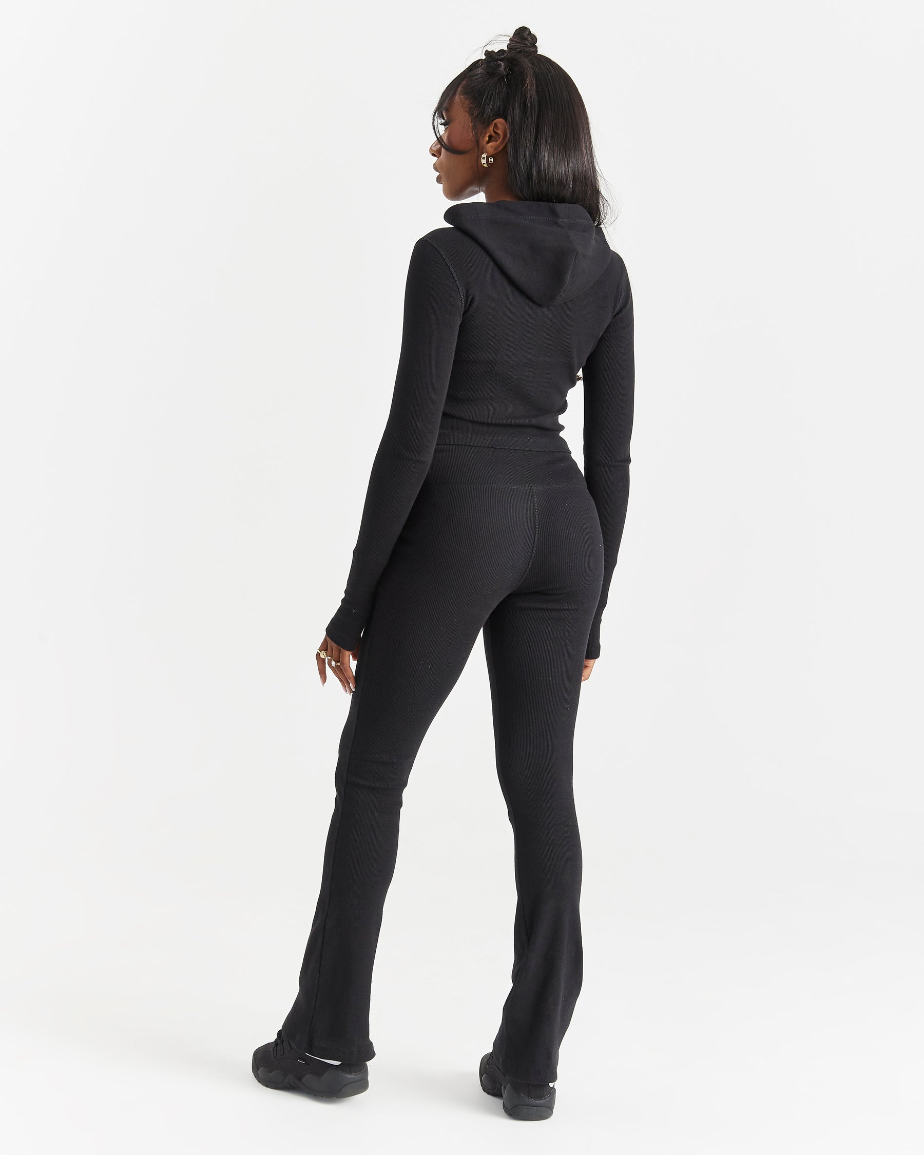 Selene Thick Waistband Flares - Black/White