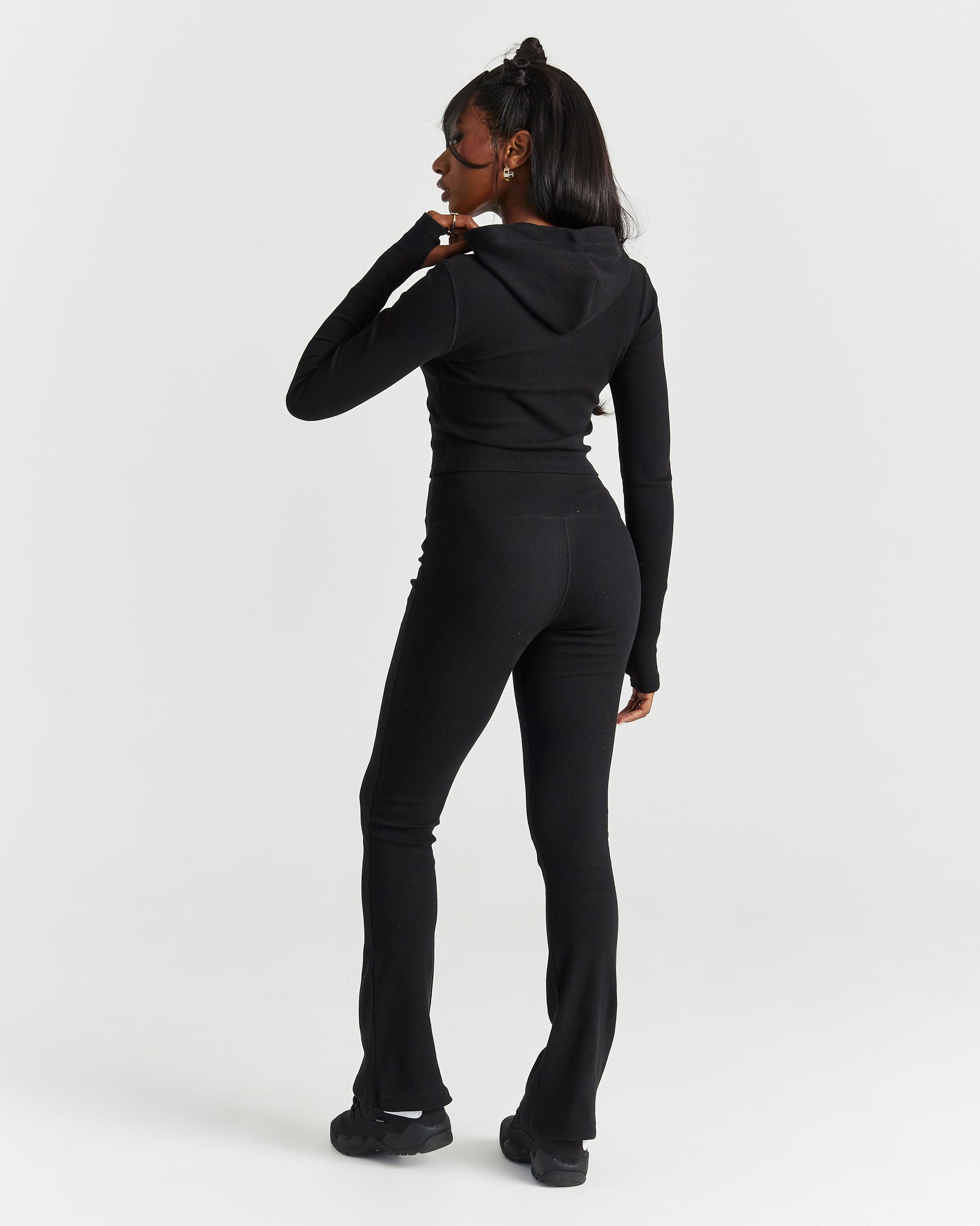 Selene Thick Waistband Flares - Black/White