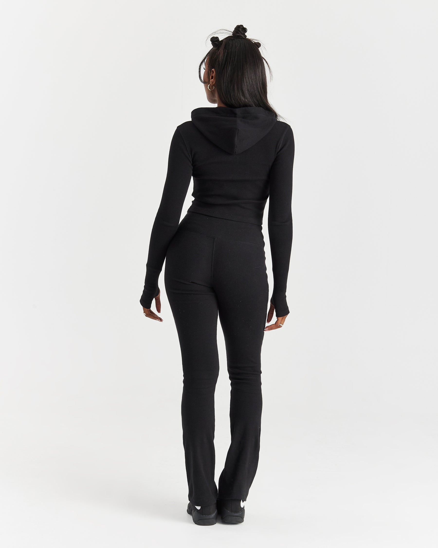 Selene Fitted Zip Hoodie - Black/White