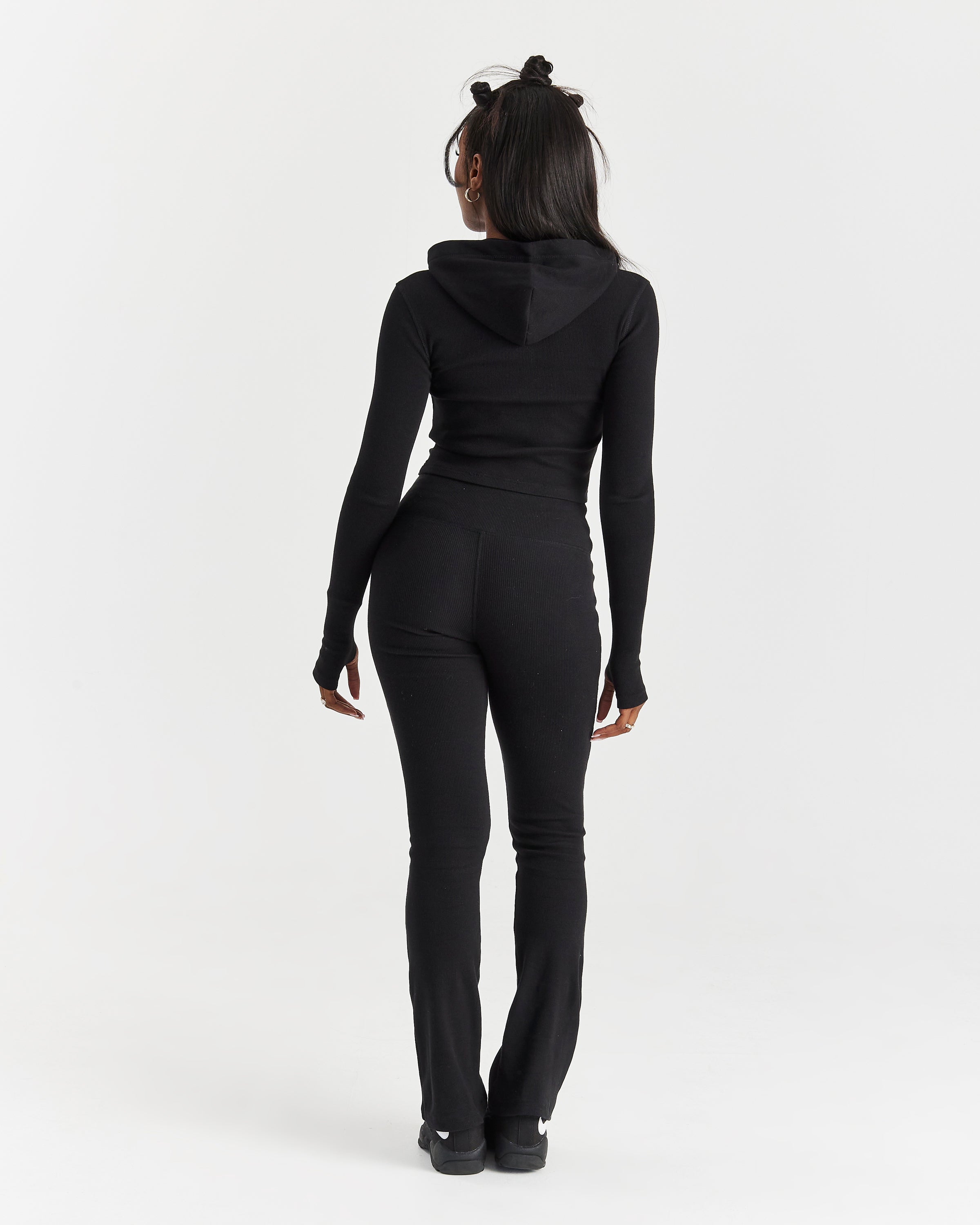 Selene Fitted Zip Hoodie - Black/White