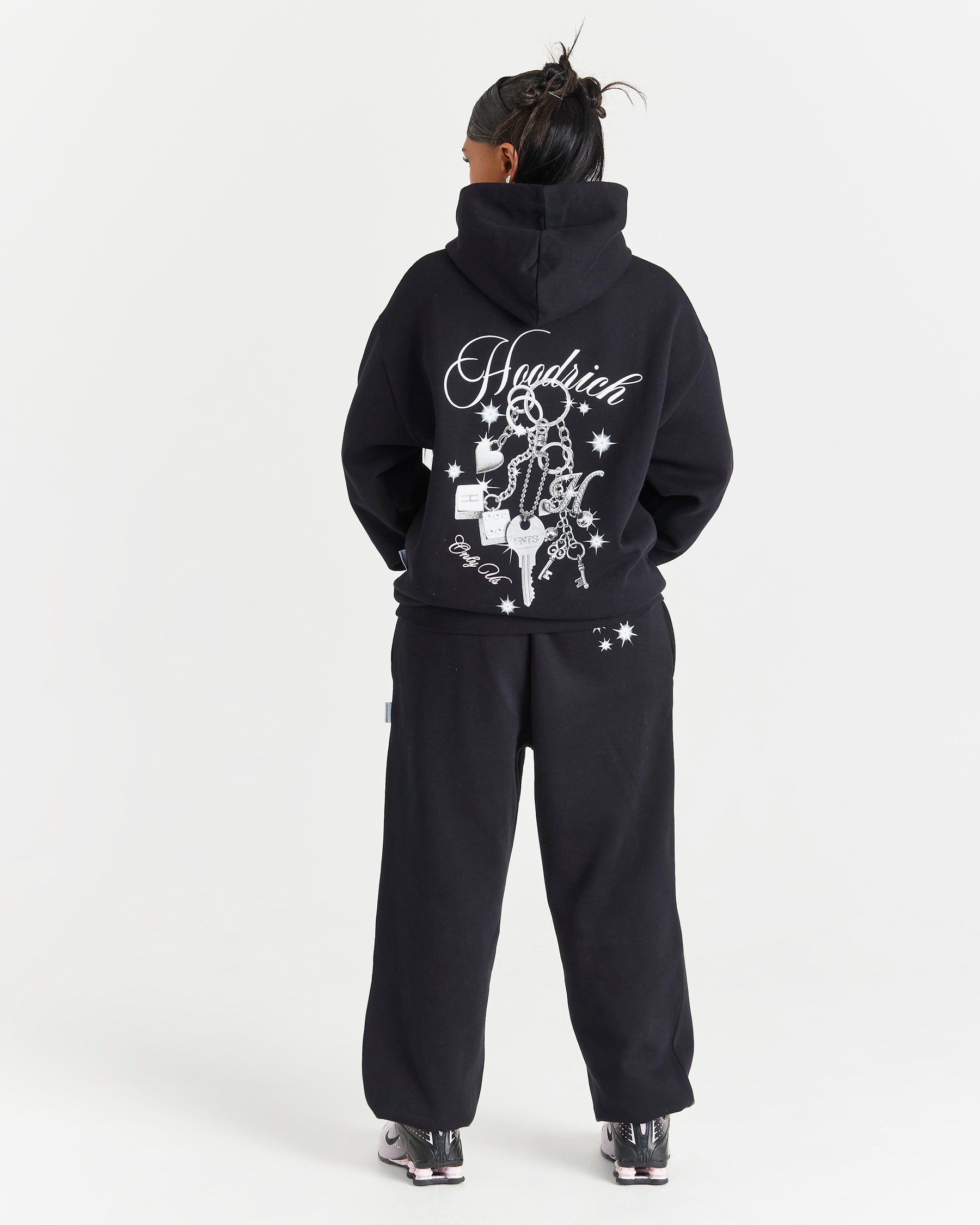 Lyra Oversized Joggers - Black/Rhinestone/Pink
