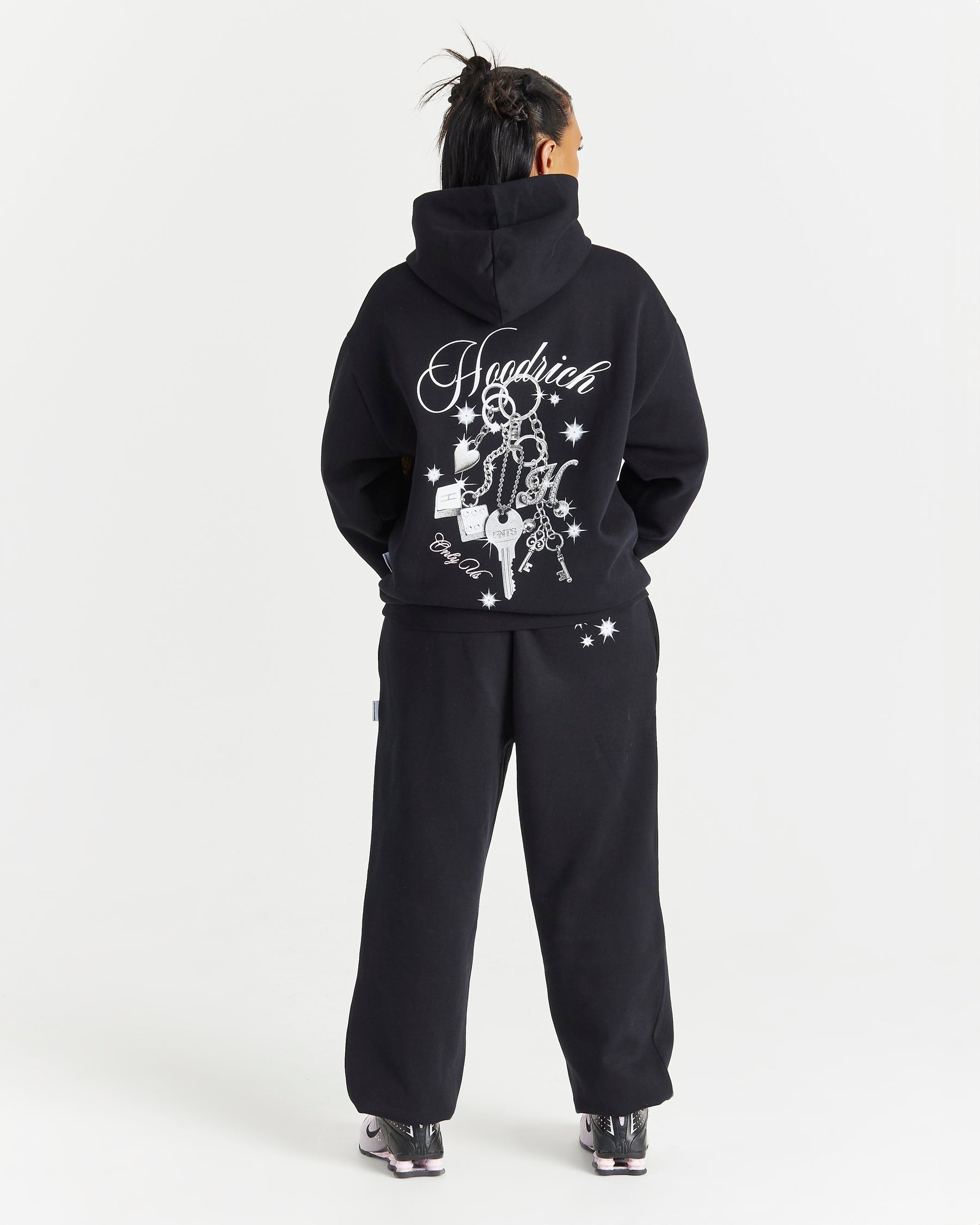 Lyra Oversized Joggers - Black/Rhinestone/Pink