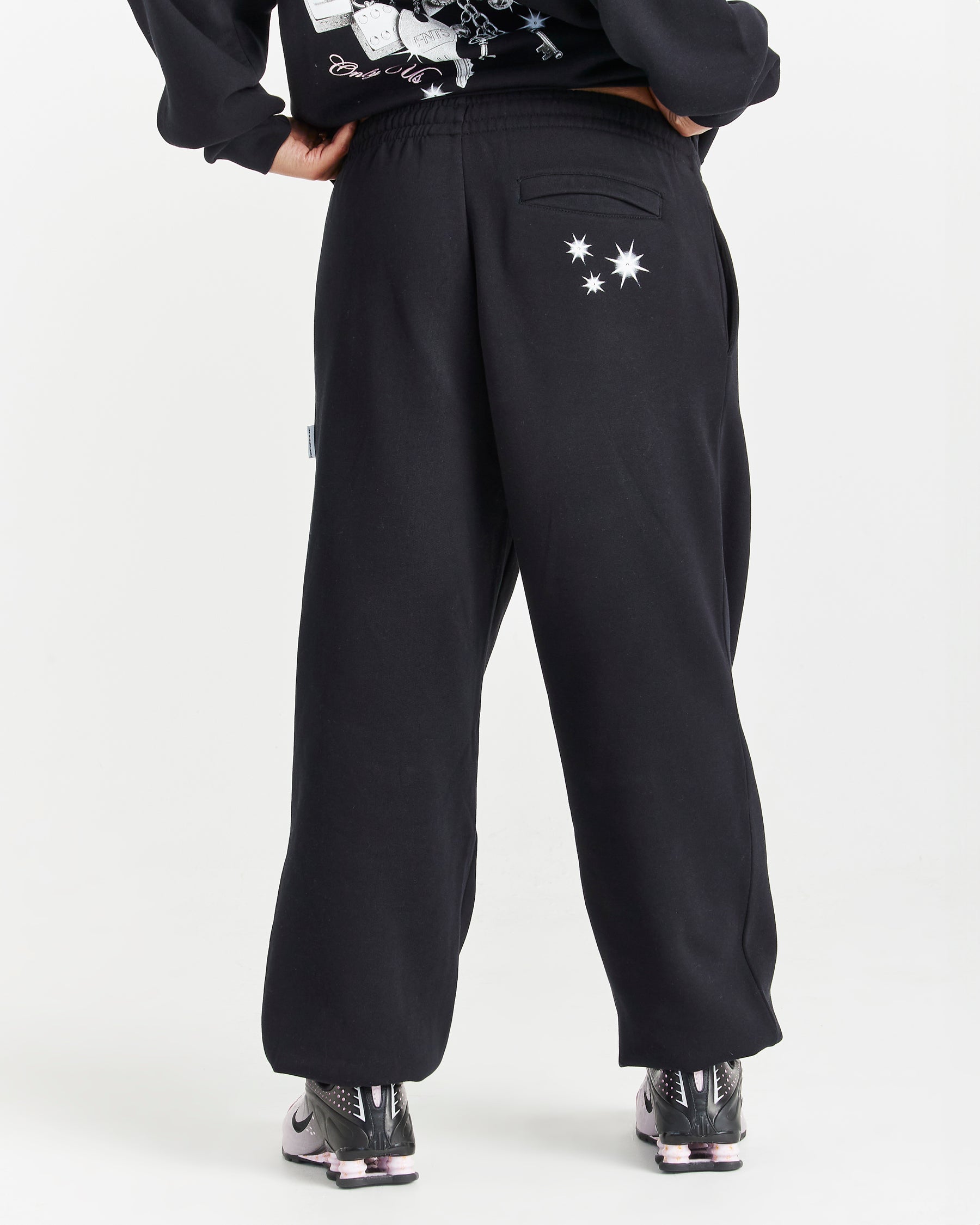 Lyra Oversized Joggers - Black/Rhinestone/Pink