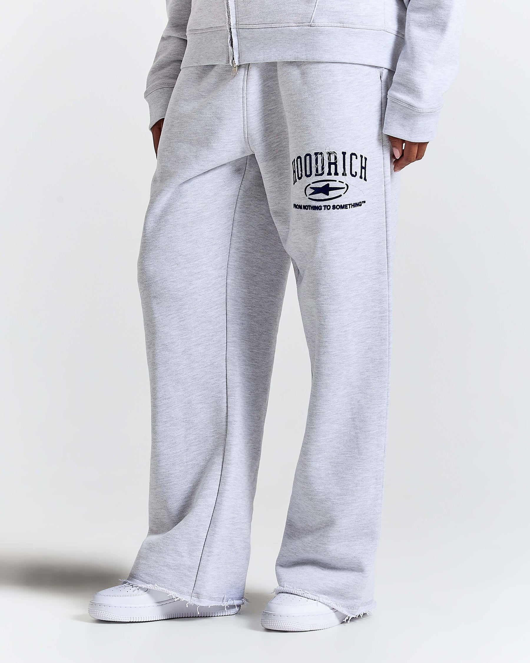 Fray Wide Leg Jogger - Grey Marl