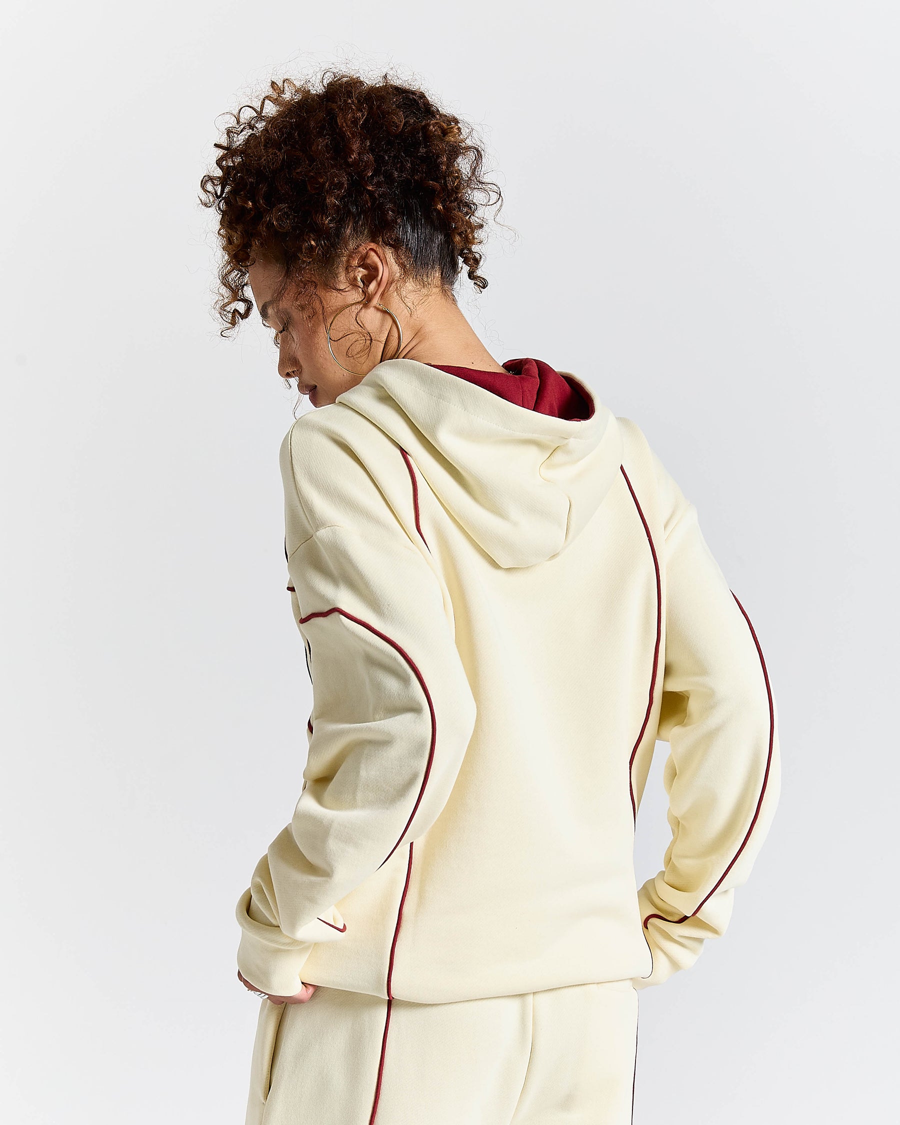 Trace Zip Relaxed Fit Hoodie - Ivory