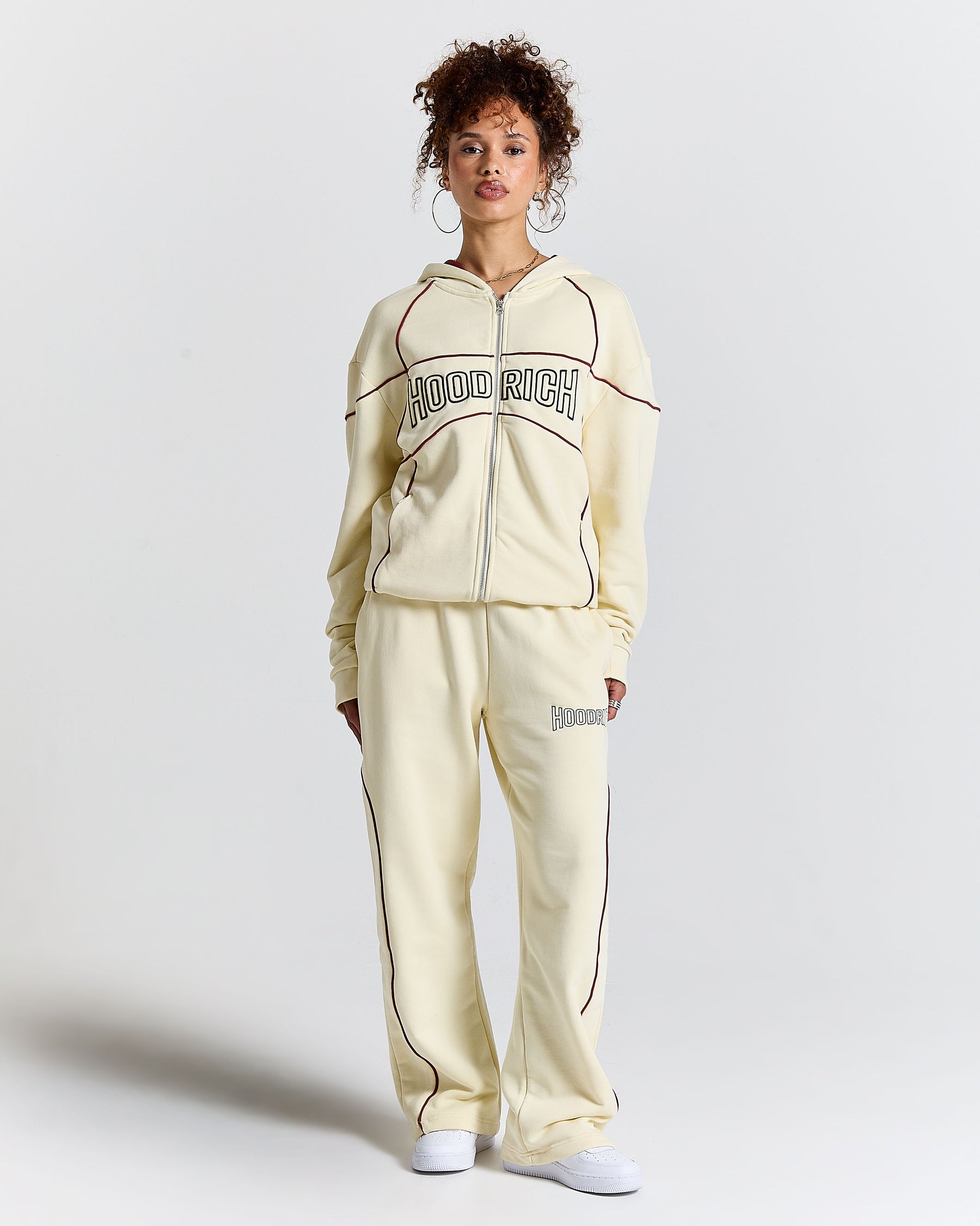 Trace Zip Relaxed Fit Hoodie - Ivory