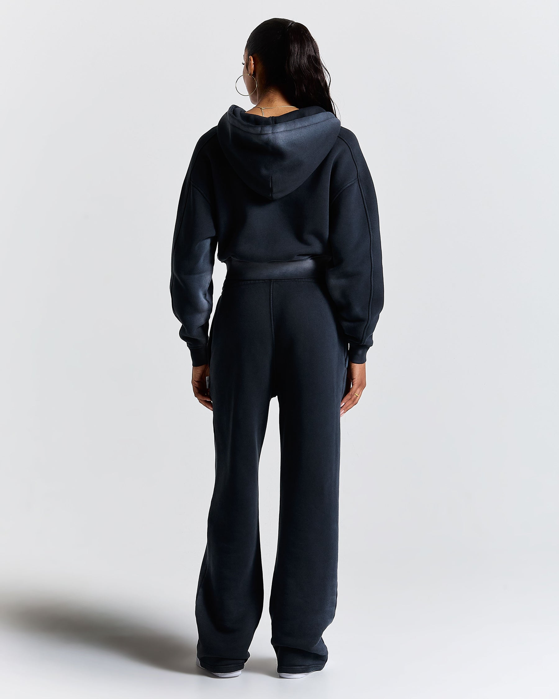 Women's Ghost Boxy Fit Zip Hoodie - Black
