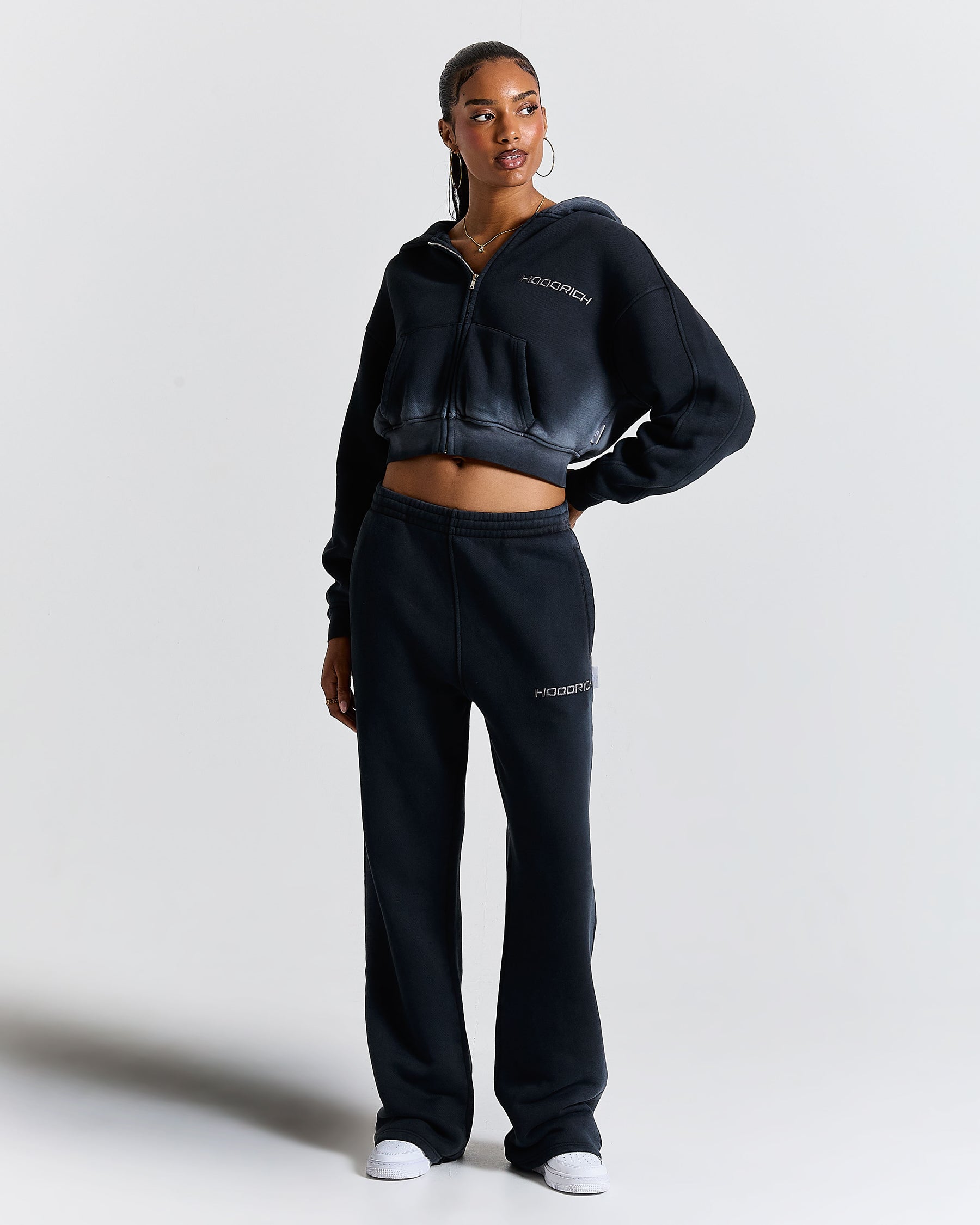 Women's Ghost Boxy Fit Zip Hoodie - Black