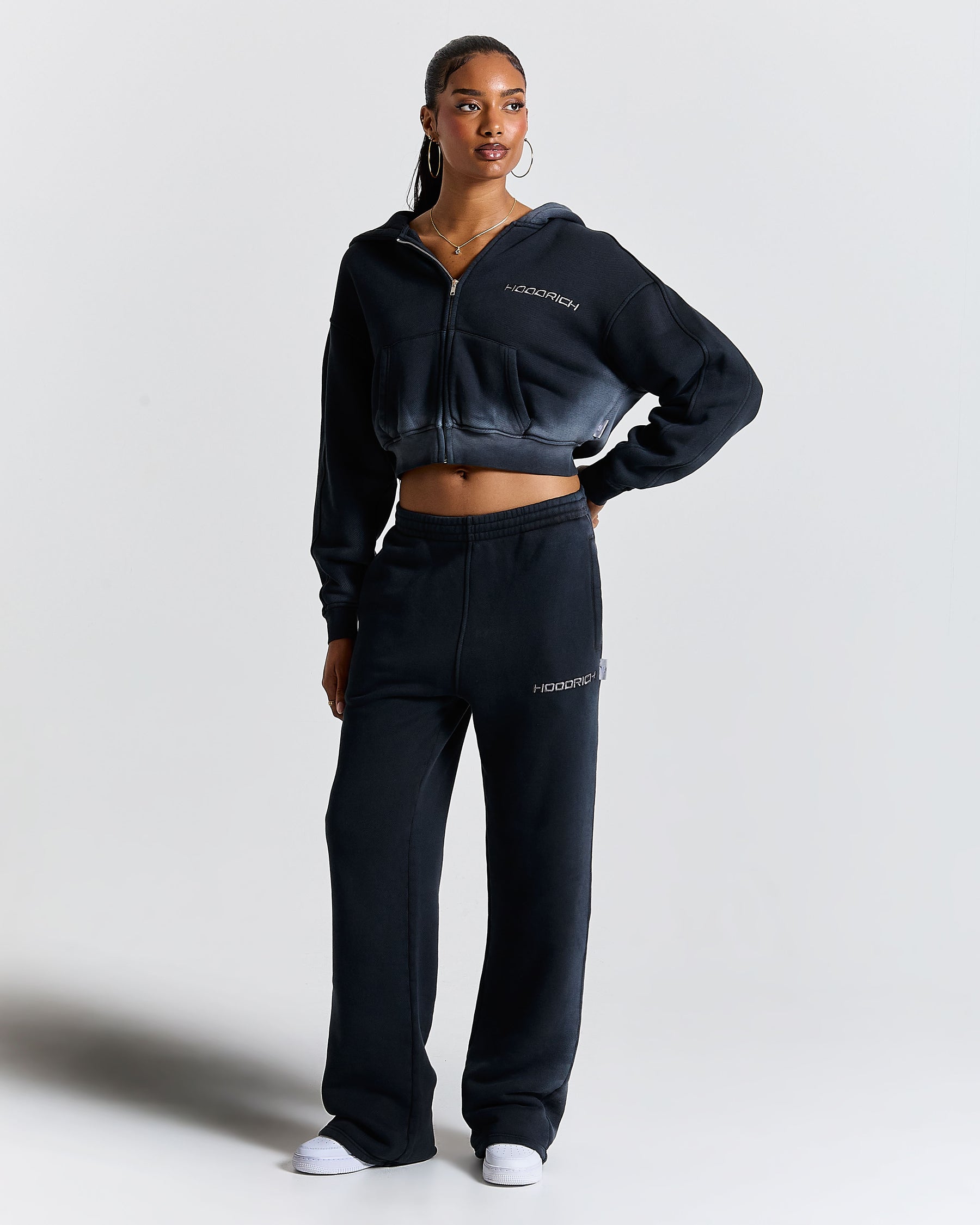 Women's Ghost Boxy Fit Zip Hoodie - Black