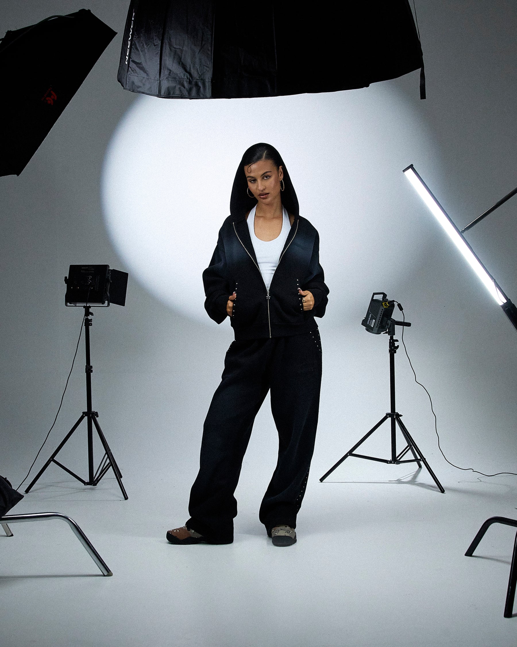 The Winner's Circle Aspen Mid Length Zip Hoodie - Black Wash