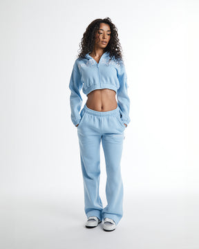 Dusk Wide Leg Joggers - Blue/White