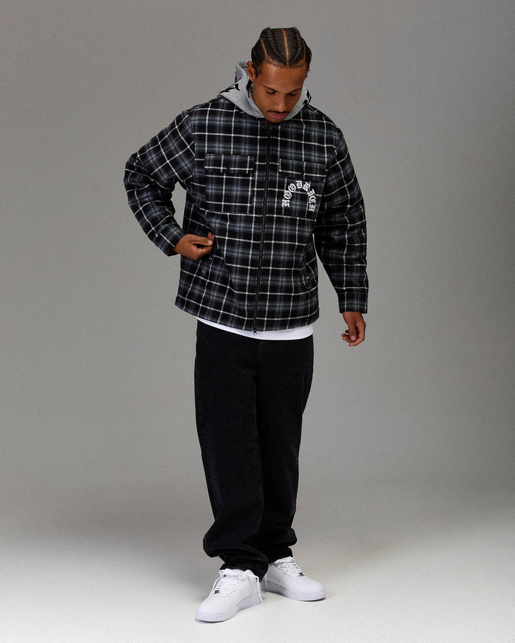 The Winner's Circle Hooded Plaid Shirt - Blue/Black