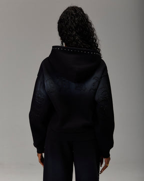 The Winner's Circle Aspen Mid Length Zip Hoodie - Black Wash