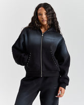 The Winner's Circle Aspen Mid Length Zip Hoodie - Black Wash