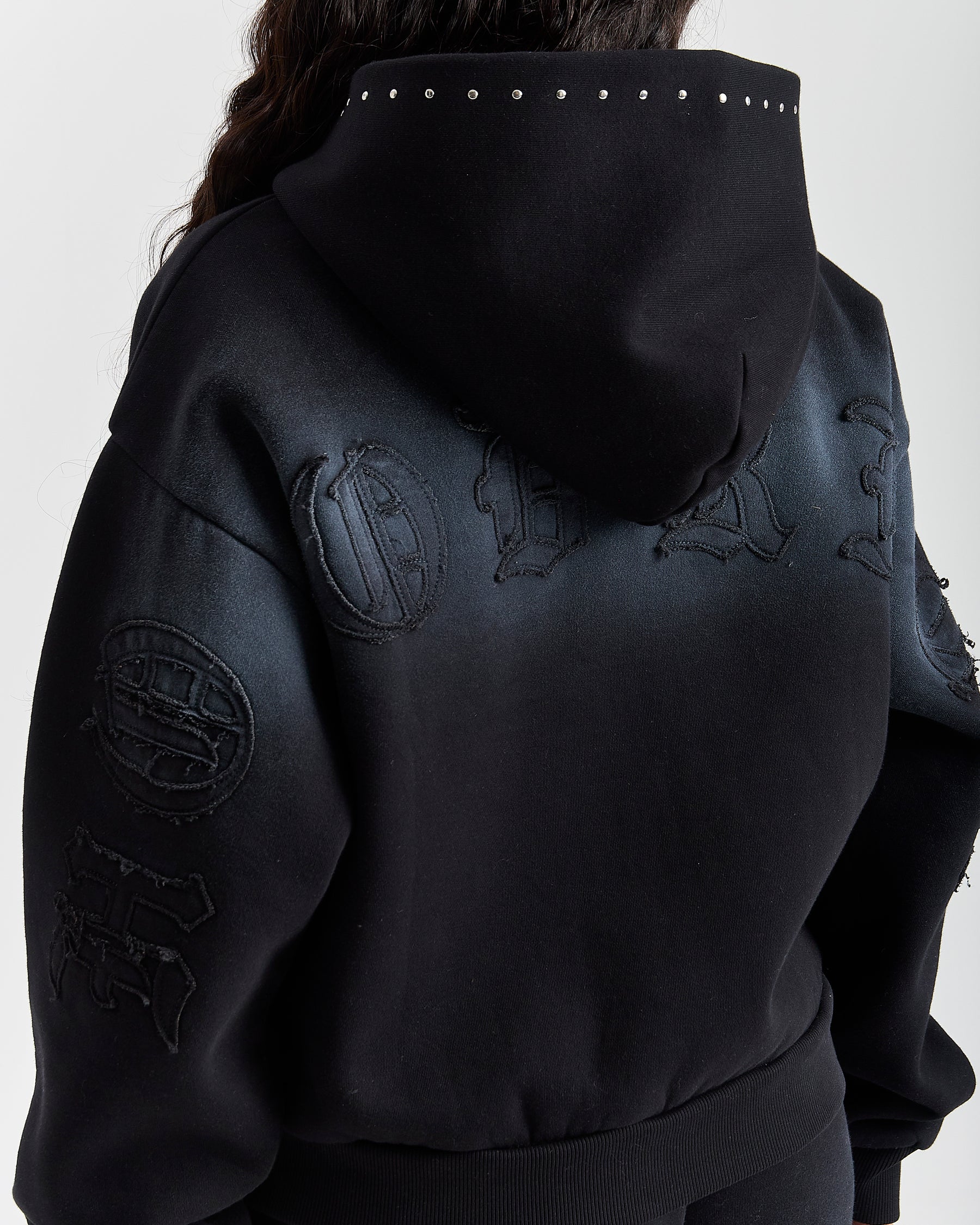 The Winner's Circle Aspen Mid Length Zip Hoodie - Black Wash