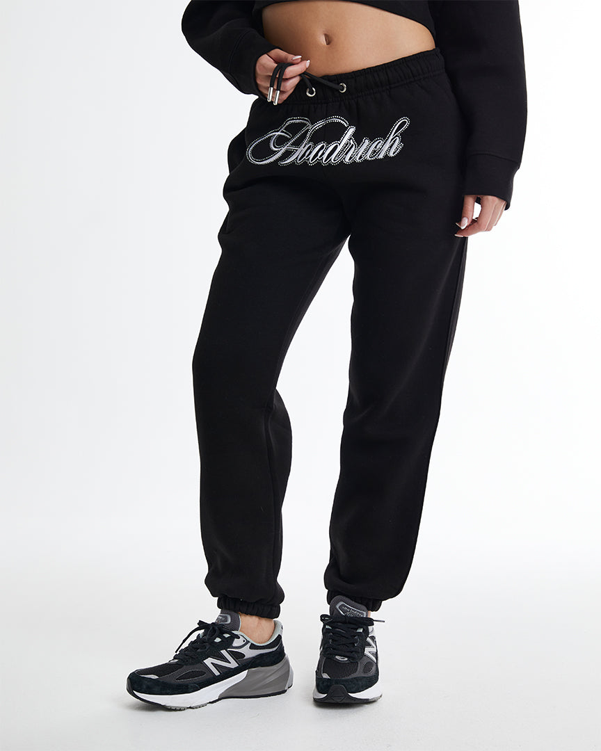 Figure Joggers - Black/White/Rhinestone