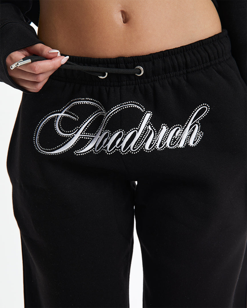 Figure Joggers - Black/White/Rhinestone