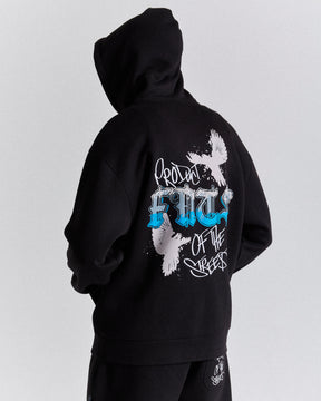 Rise Oversized Hoodie - Black/White/Blue