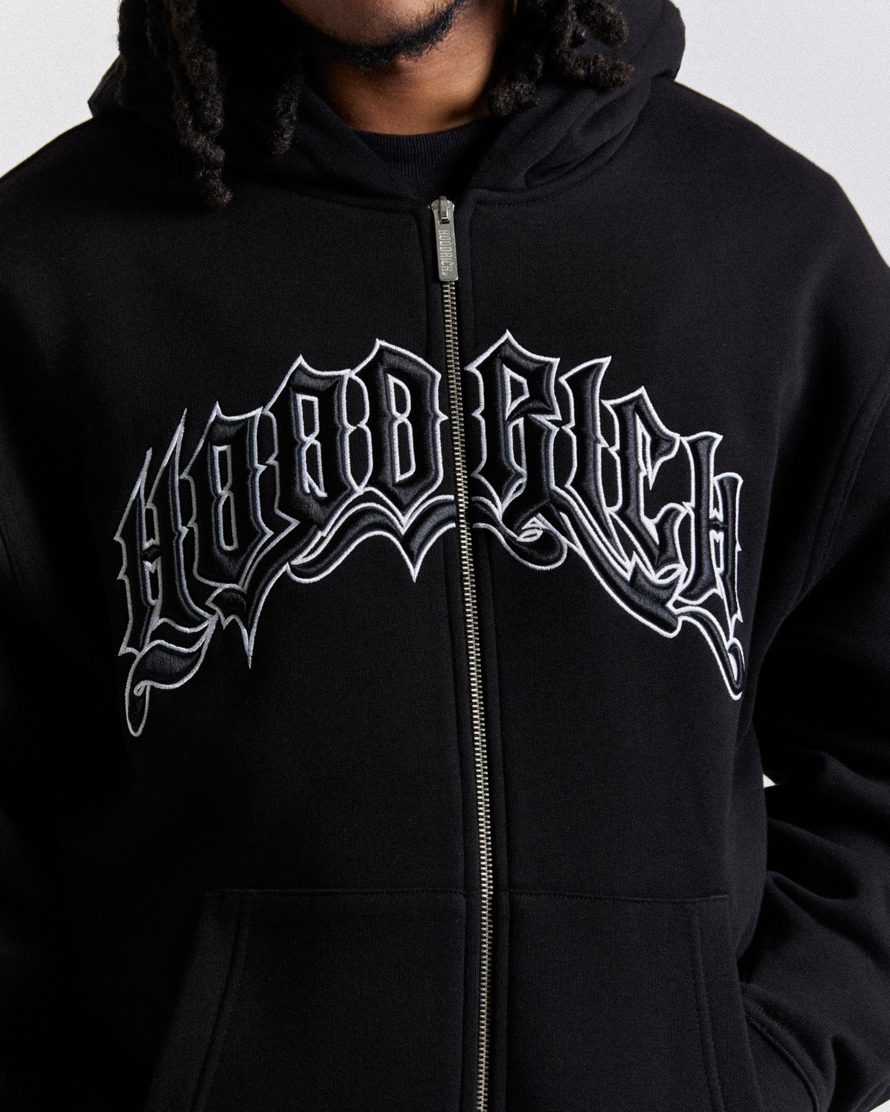 Ritual Oversized Zip Hoodie - Black/White