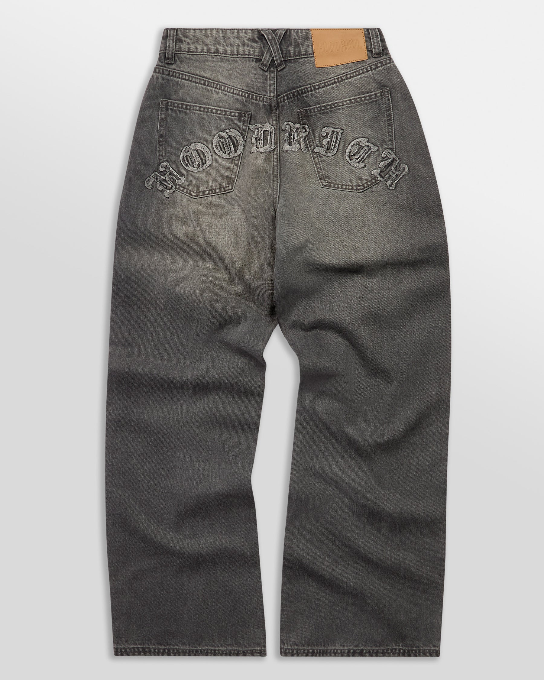 Distressed Gothic Wide Leg Jeans - Grey Wash