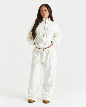 Corrode Oversized Wide Leg Joggers - Cream