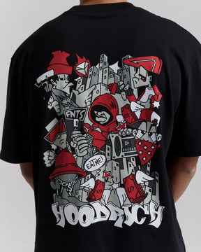 Mural Oversized T-Shirt - Black/Red