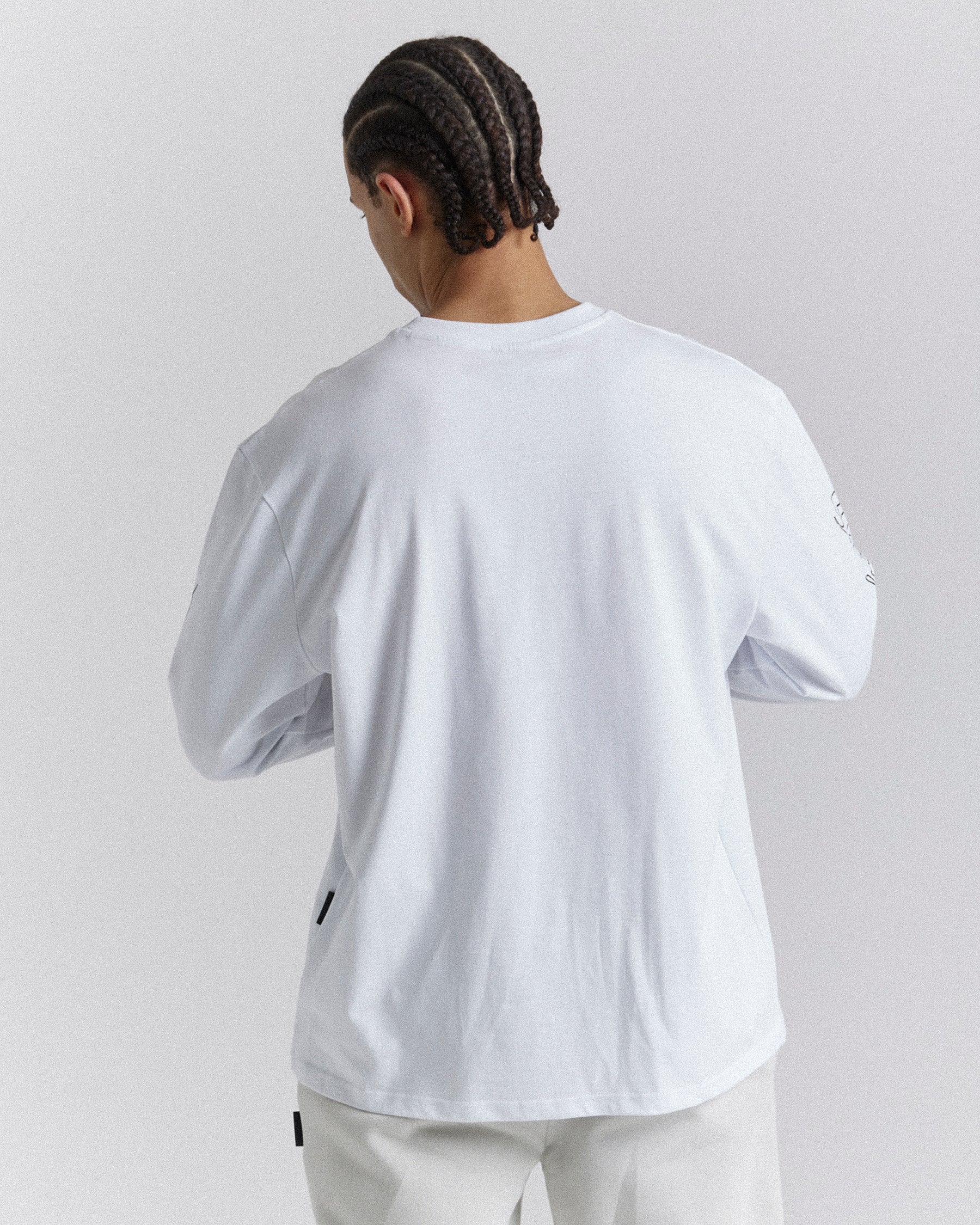 Blaze Oversized Long Sleeve T-Shirt - White/Black/Blue